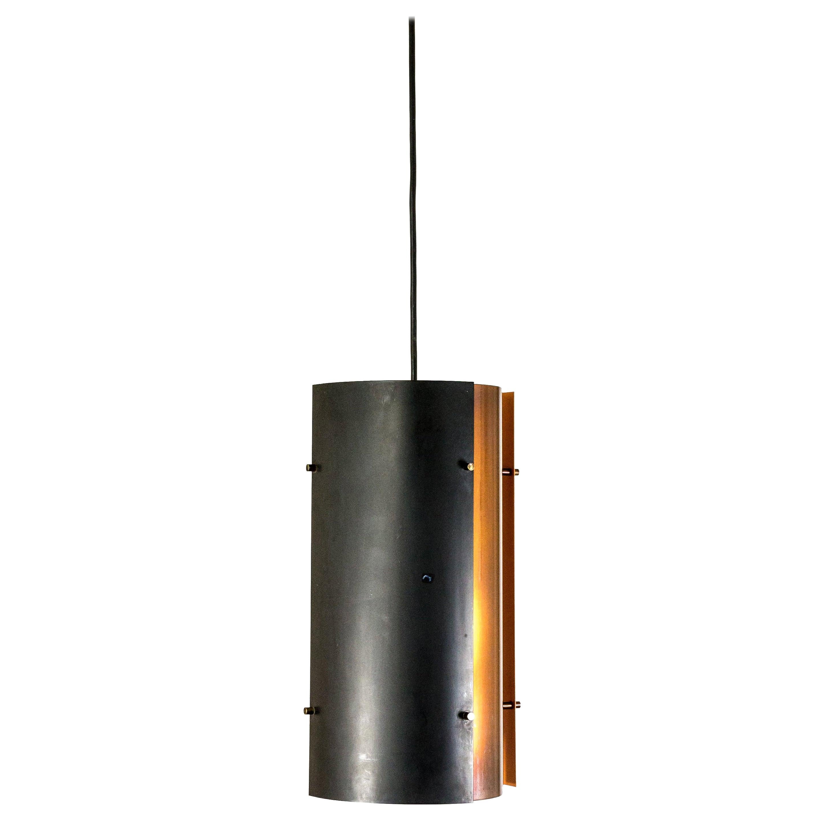 Lampe à suspension en cuivre et noir de couleur par Fog & Mrup, 1970