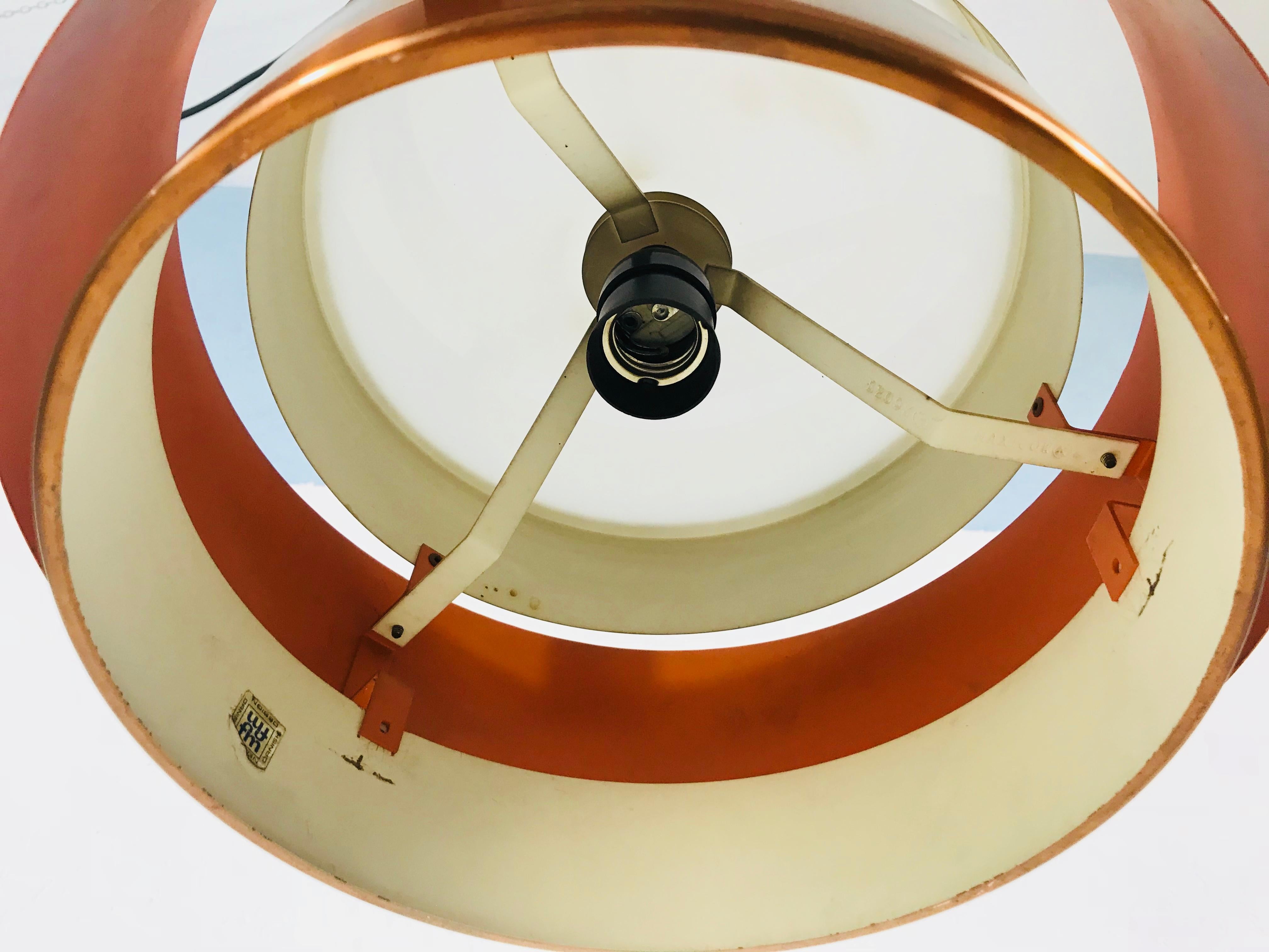 Lampe à suspension Saturne en cuivre et noir de Jo Hammerborg pour Fog & Mrup, années 1960 en vente 3
