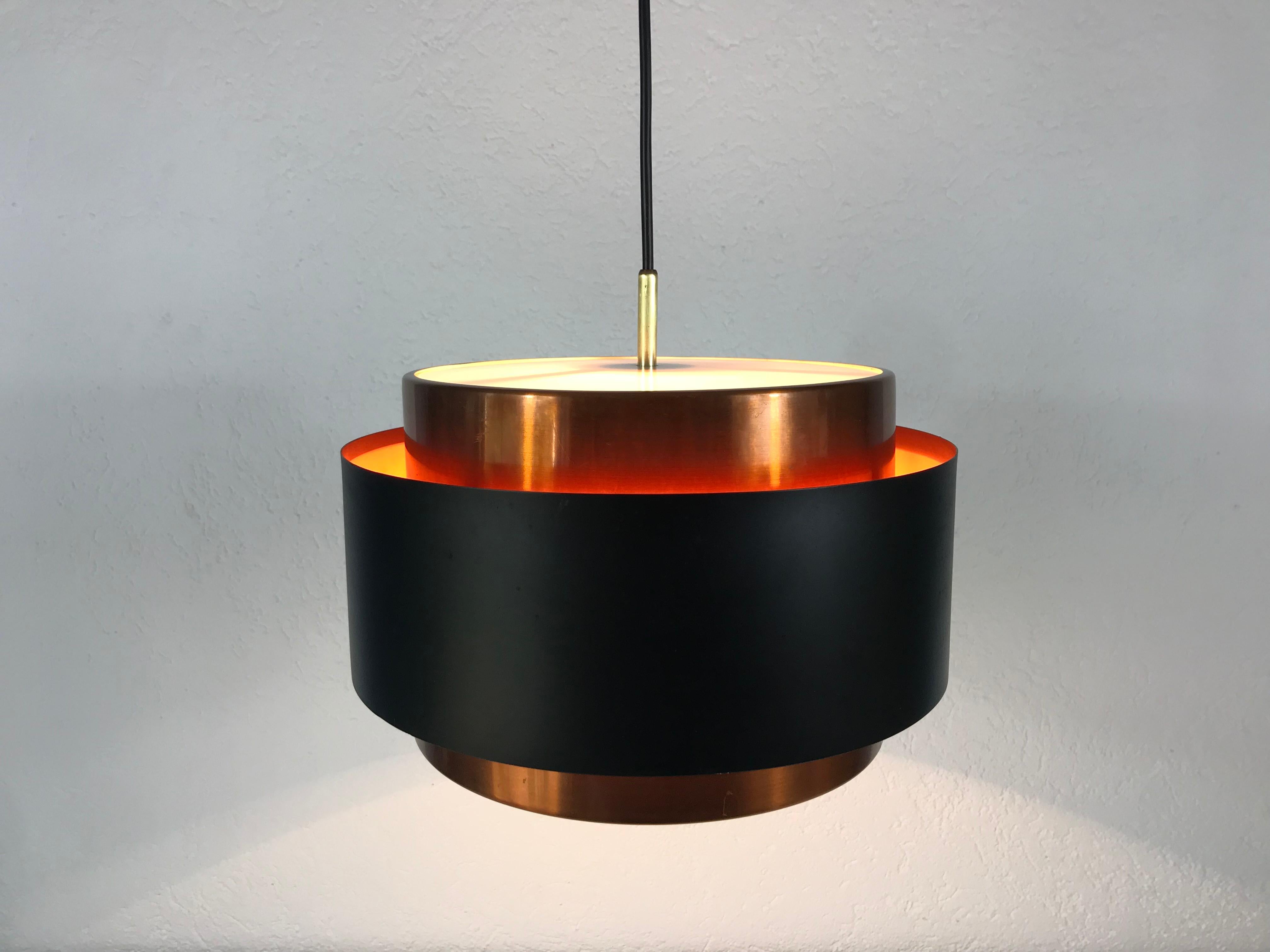 Lampe à suspension Saturne en cuivre et noir de Jo Hammerborg pour Fog & Mrup, années 1960 en vente 4