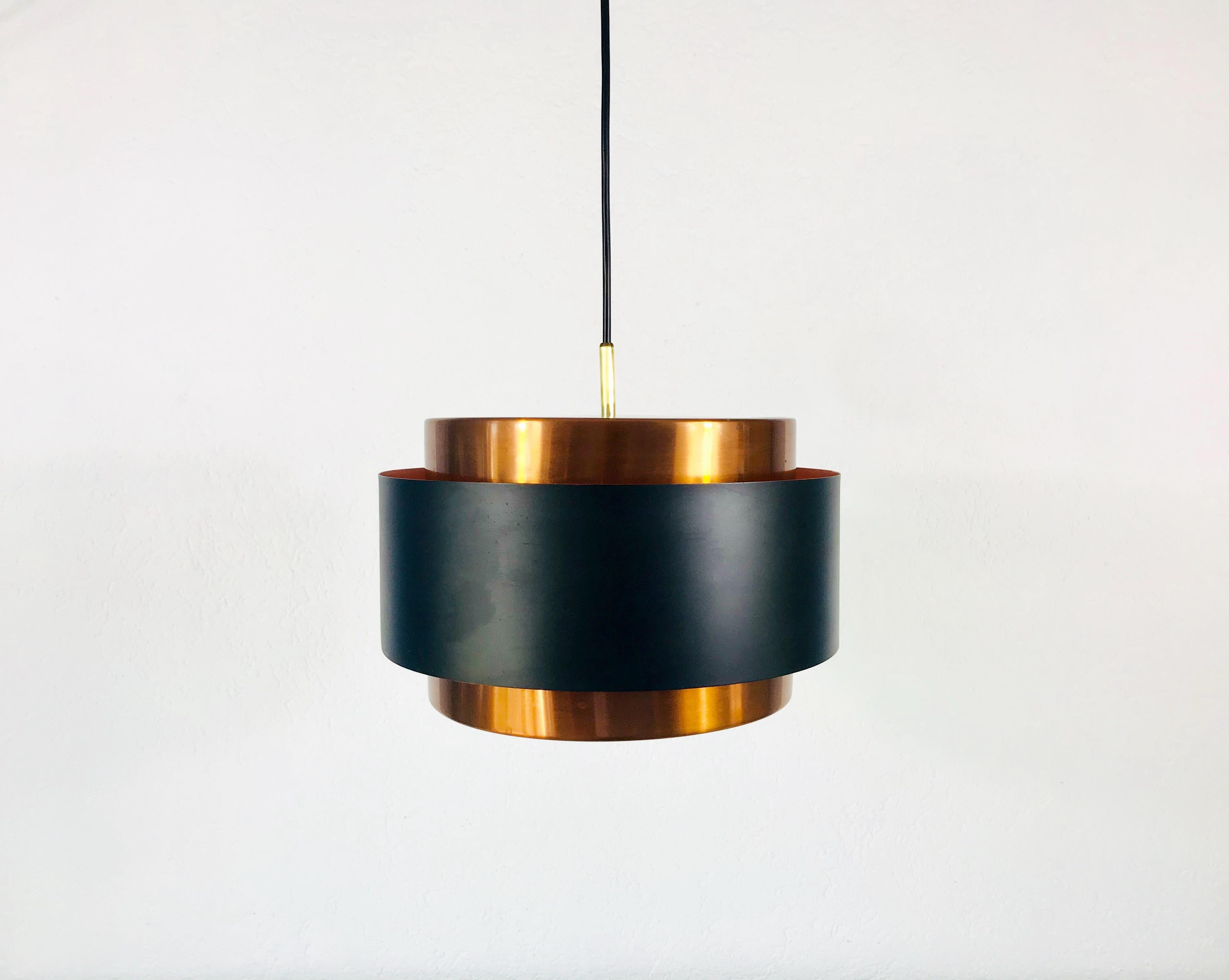 Danish Copper and Black Saturn Pendant Lamp by Jo Hammerborg for Fog & Mørup, 1960s For Sale