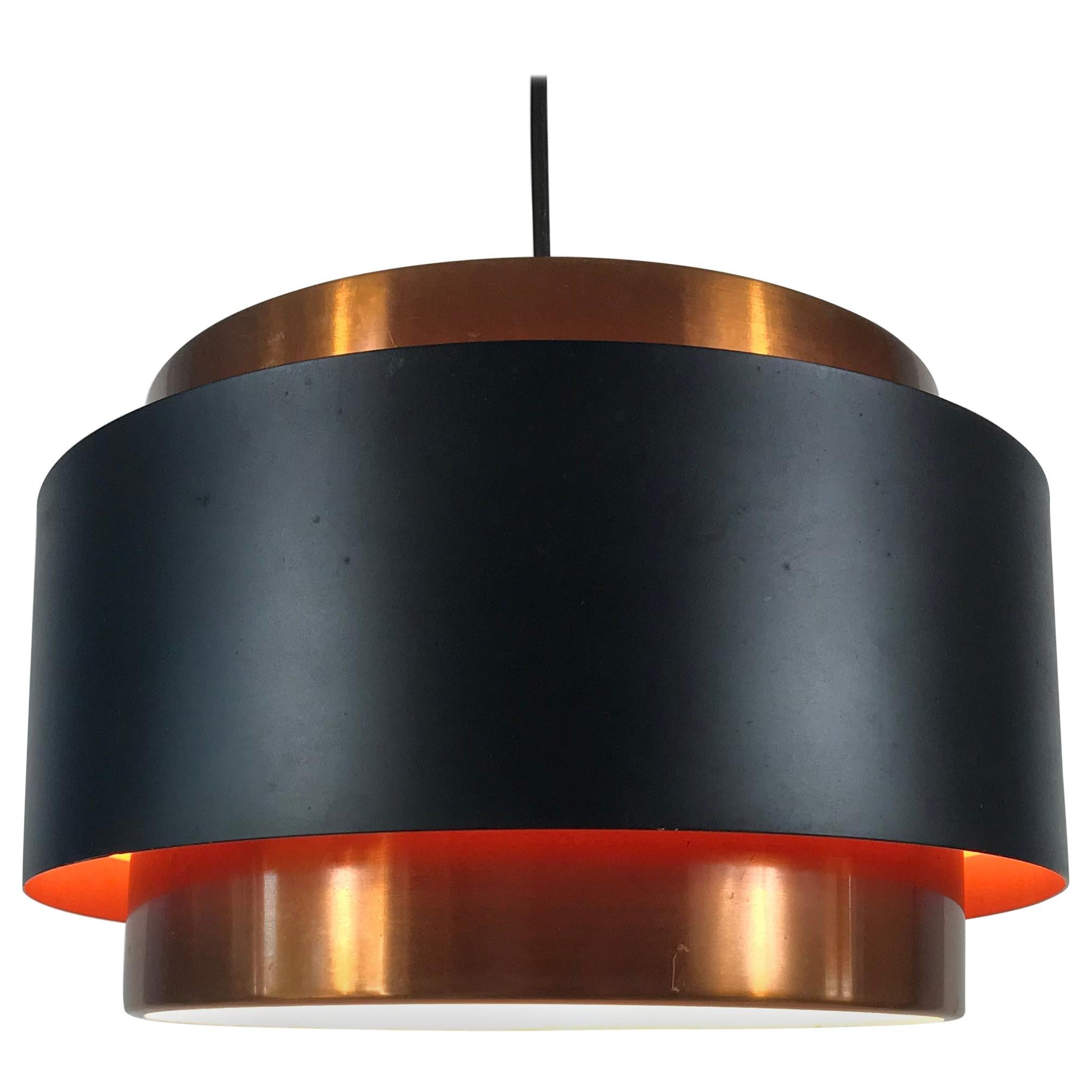 Lampe à suspension Saturne en cuivre et noir de Jo Hammerborg pour Fog & Mrup, années 1960 en vente