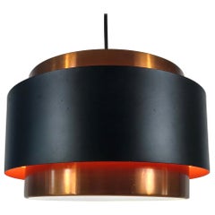 Copper and Black Saturn Pendant Lamp by Jo Hammerborg for Fog & Mørup, 1960s