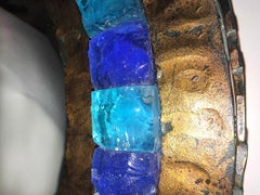 Copper and Blue Gass Italian Mirror