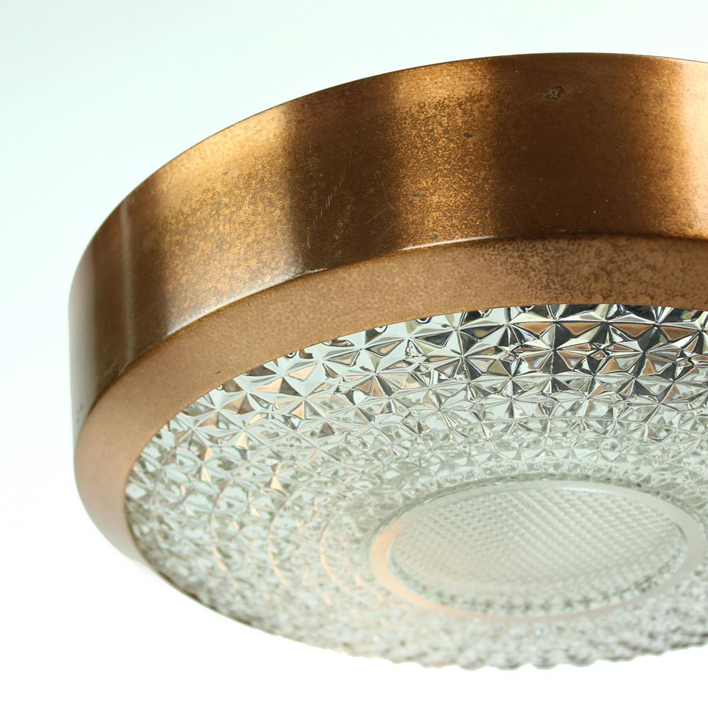 Lampade da soffitto in rame e vetro di Boemia, Cecoslovacchia, circa 1970 in vendita 3