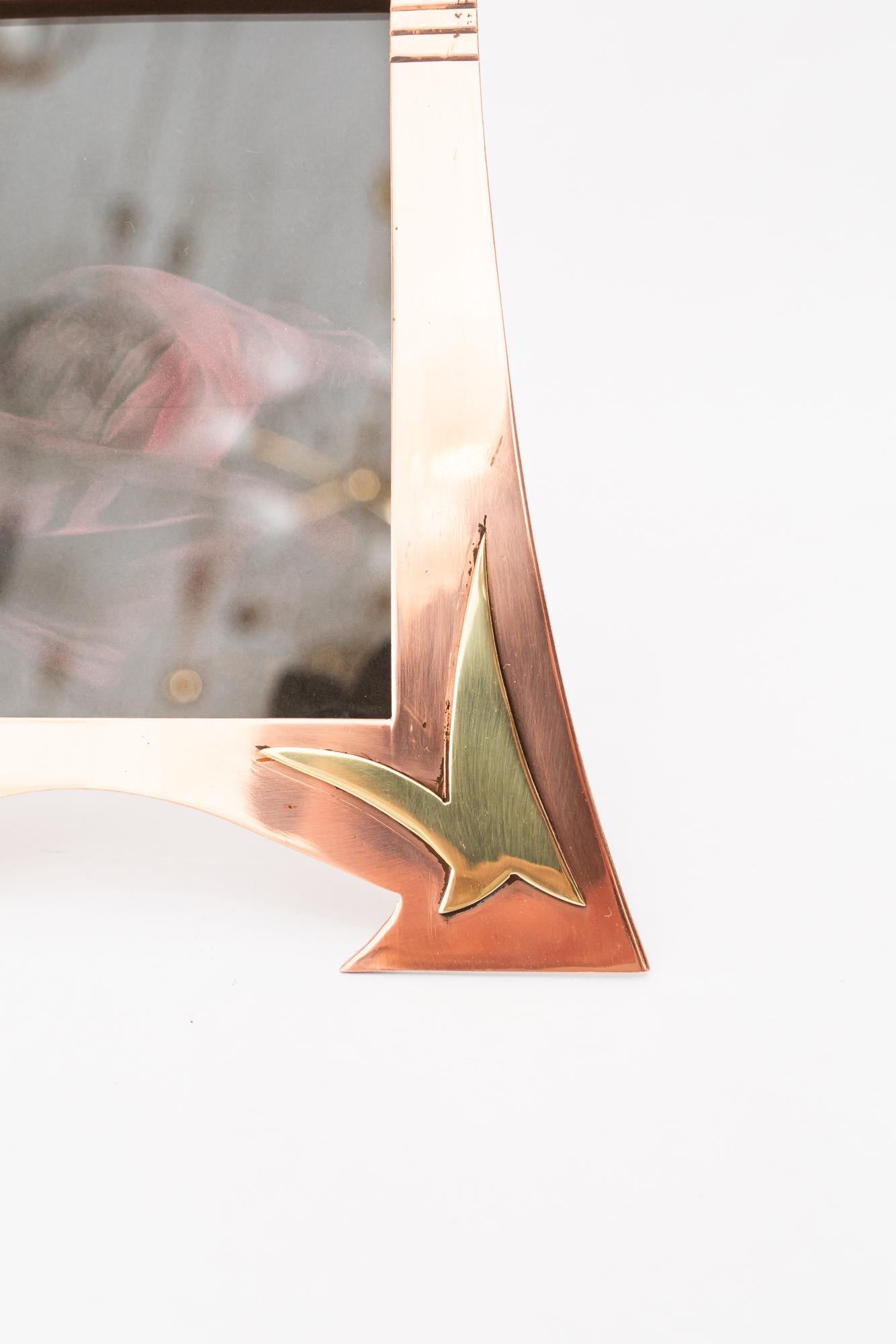 Cornice per quadri art déco in rame e ottone con vetro, anni '20 circa In condizioni buone in vendita a Wien, AT