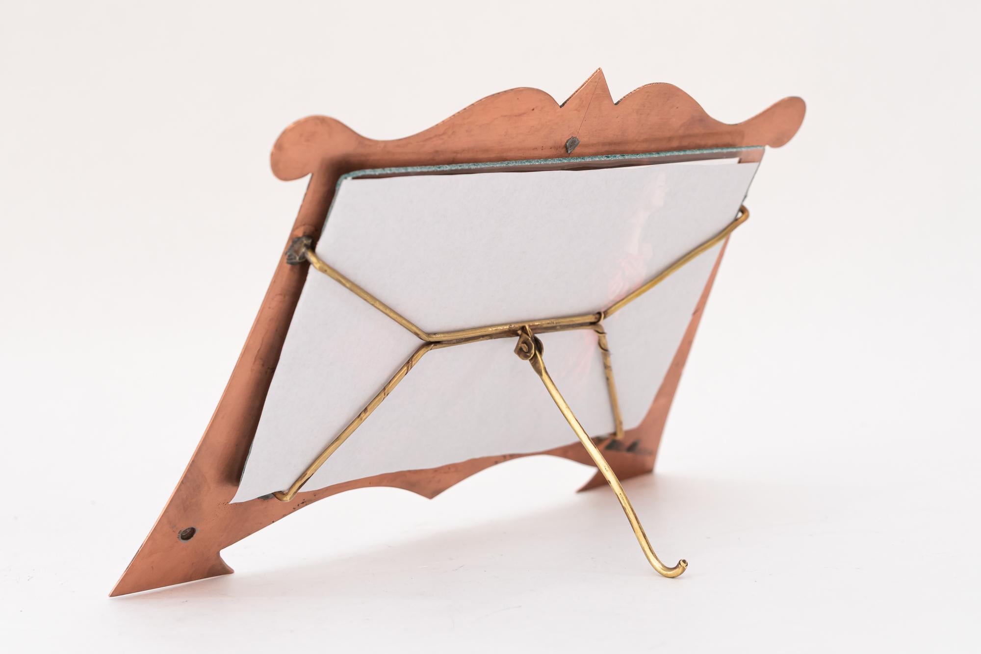 Cornice per quadri art déco in rame e ottone con vetro, anni '20 circa in vendita 1