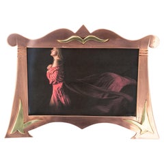 Copper and brass art deco picture frame with glass around 1920s
