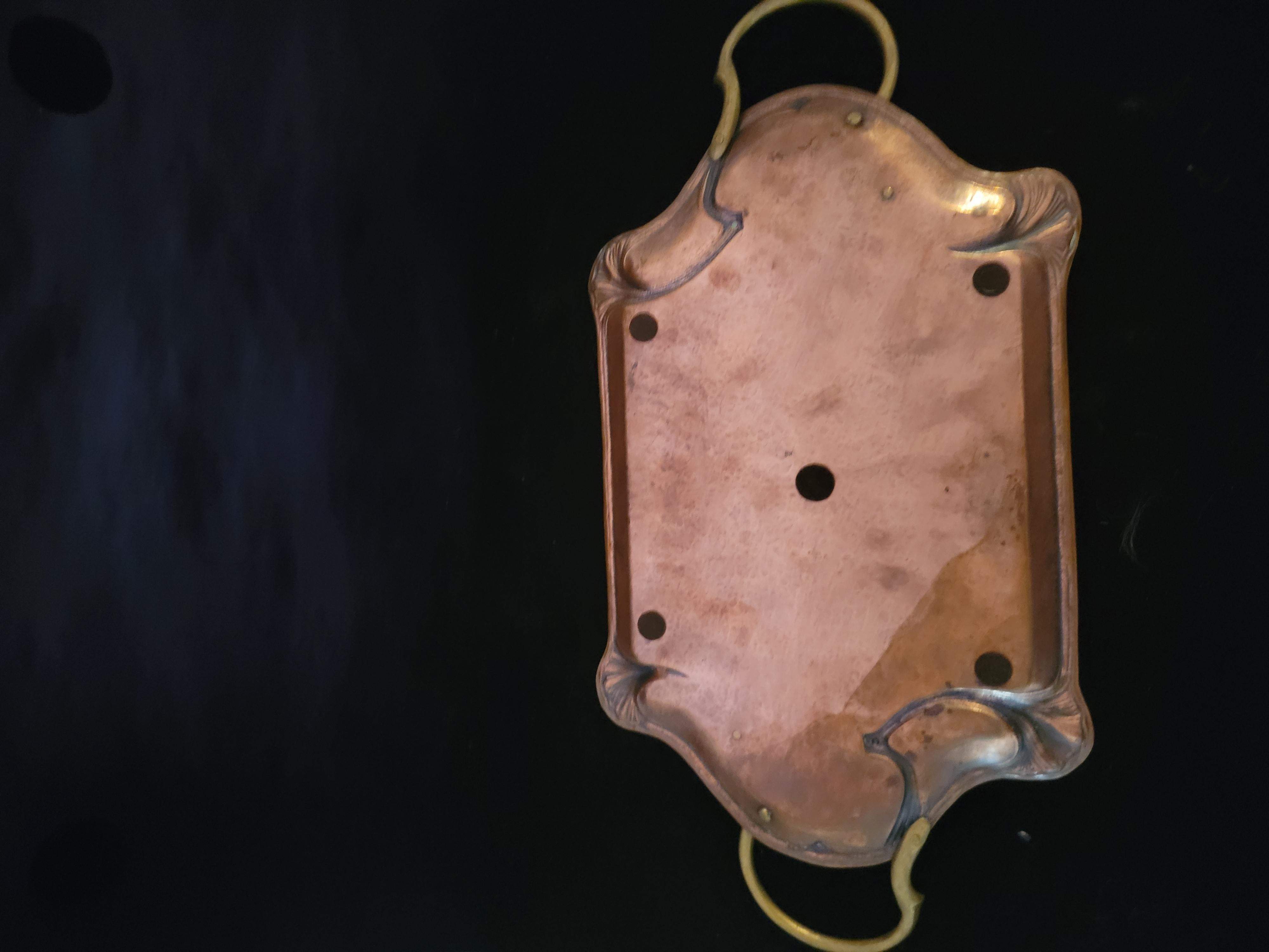 Hammered Copper and Brass Art Nouveau Tray
