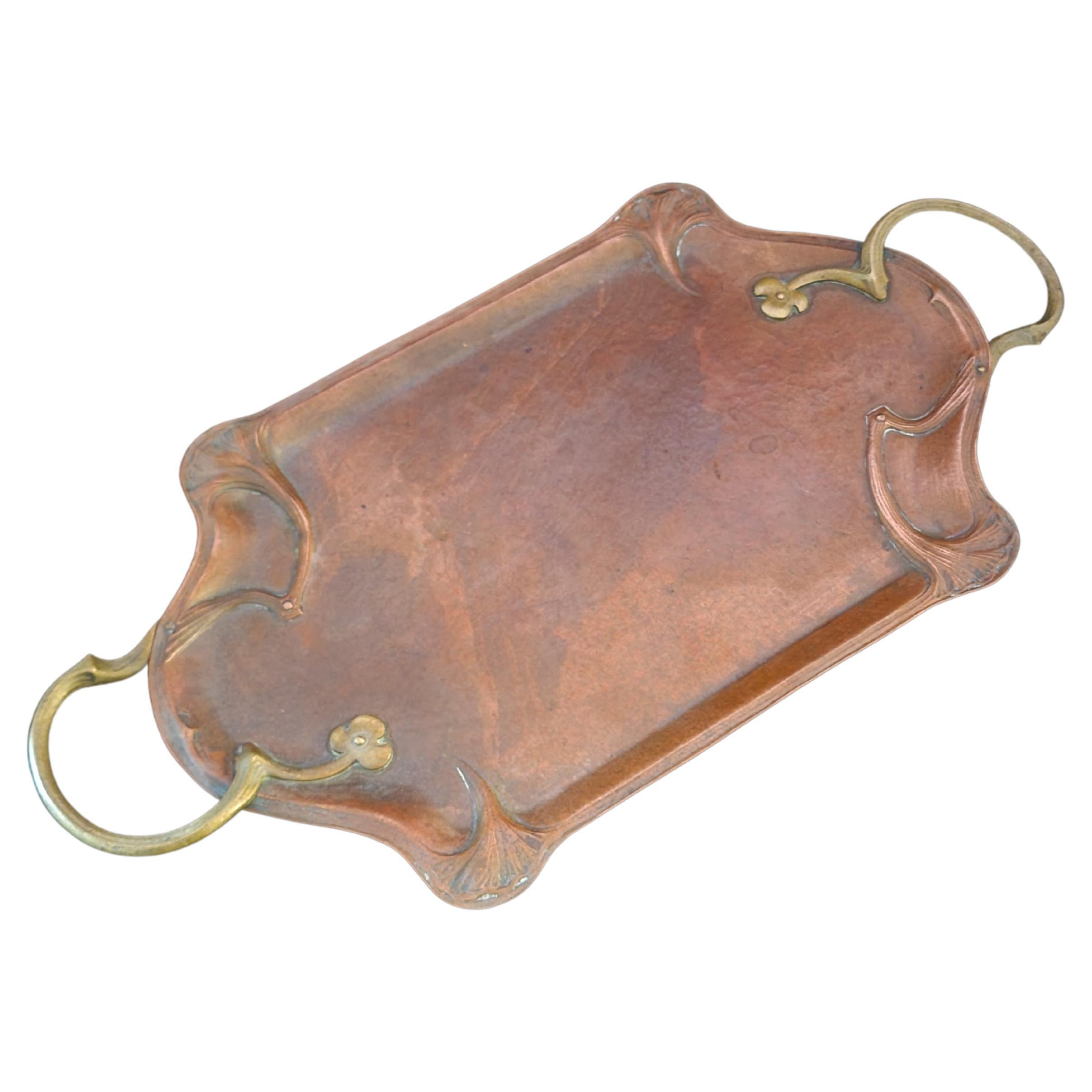 Copper and Brass Art Nouveau Tray