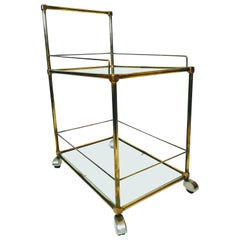 Vintage Copper and Brass Bar Trolley with Glass Shelves, 1970s