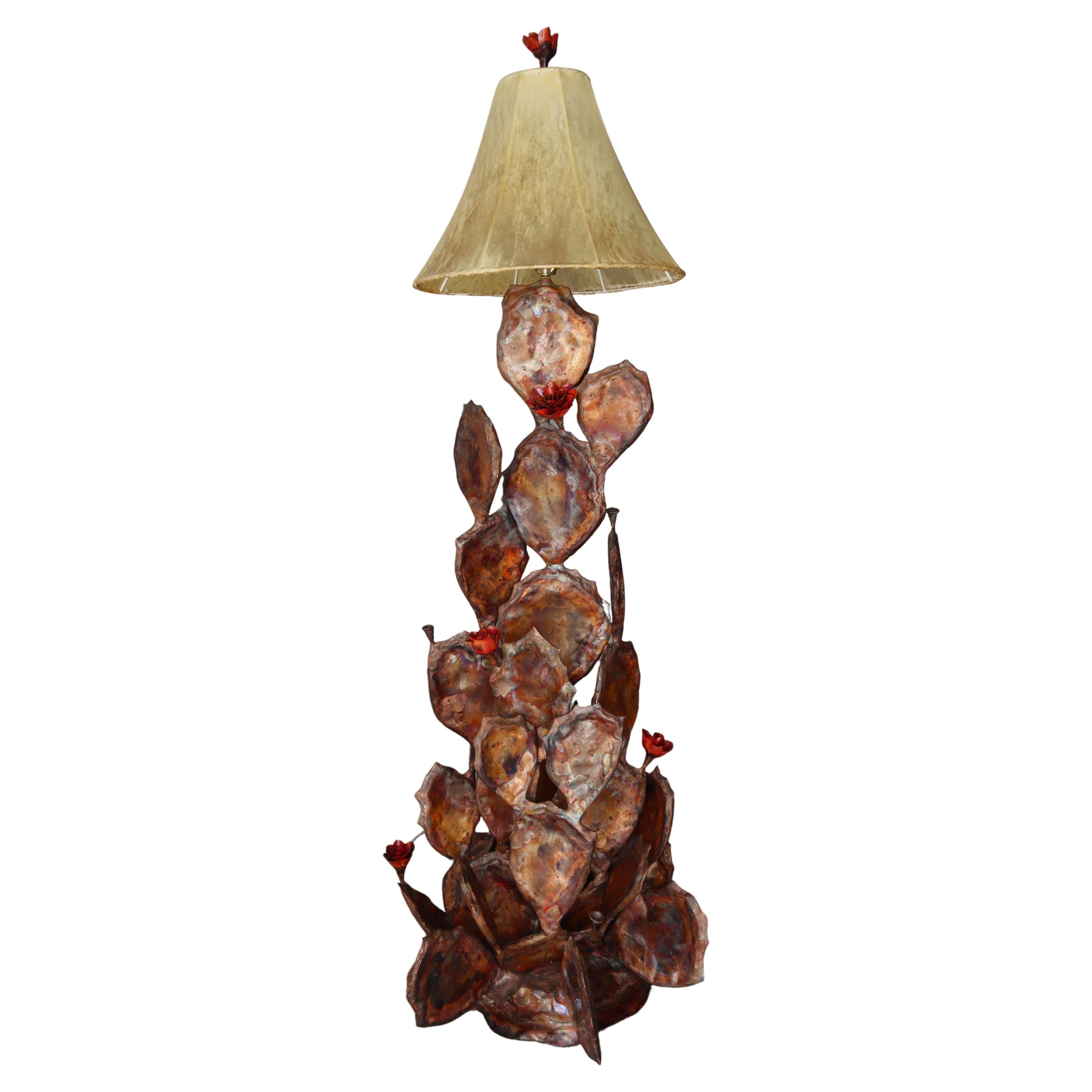 Kaktus-Stehlampe aus Kupfer und Messing