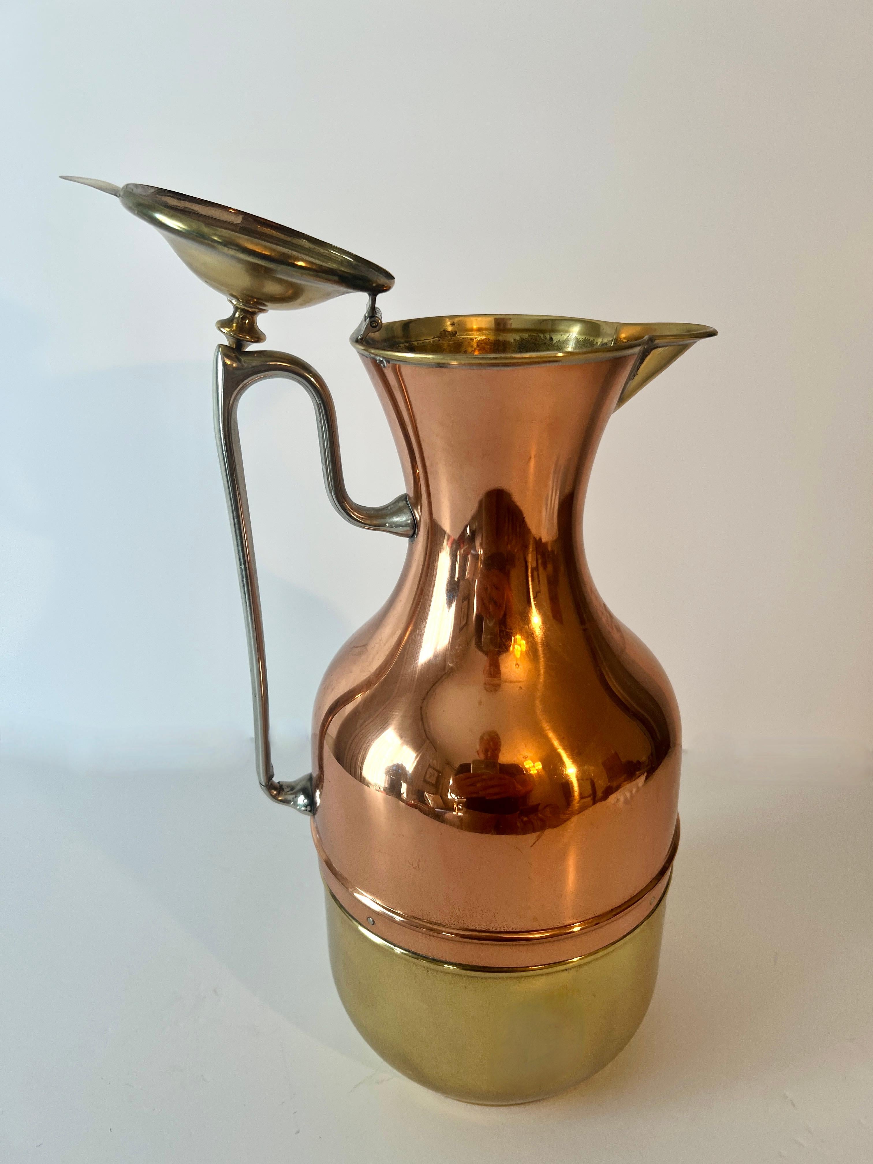 Copper und Messing Karaffenkrug Glas gefüttertes Thermos mit Chromgriff im Angebot 4