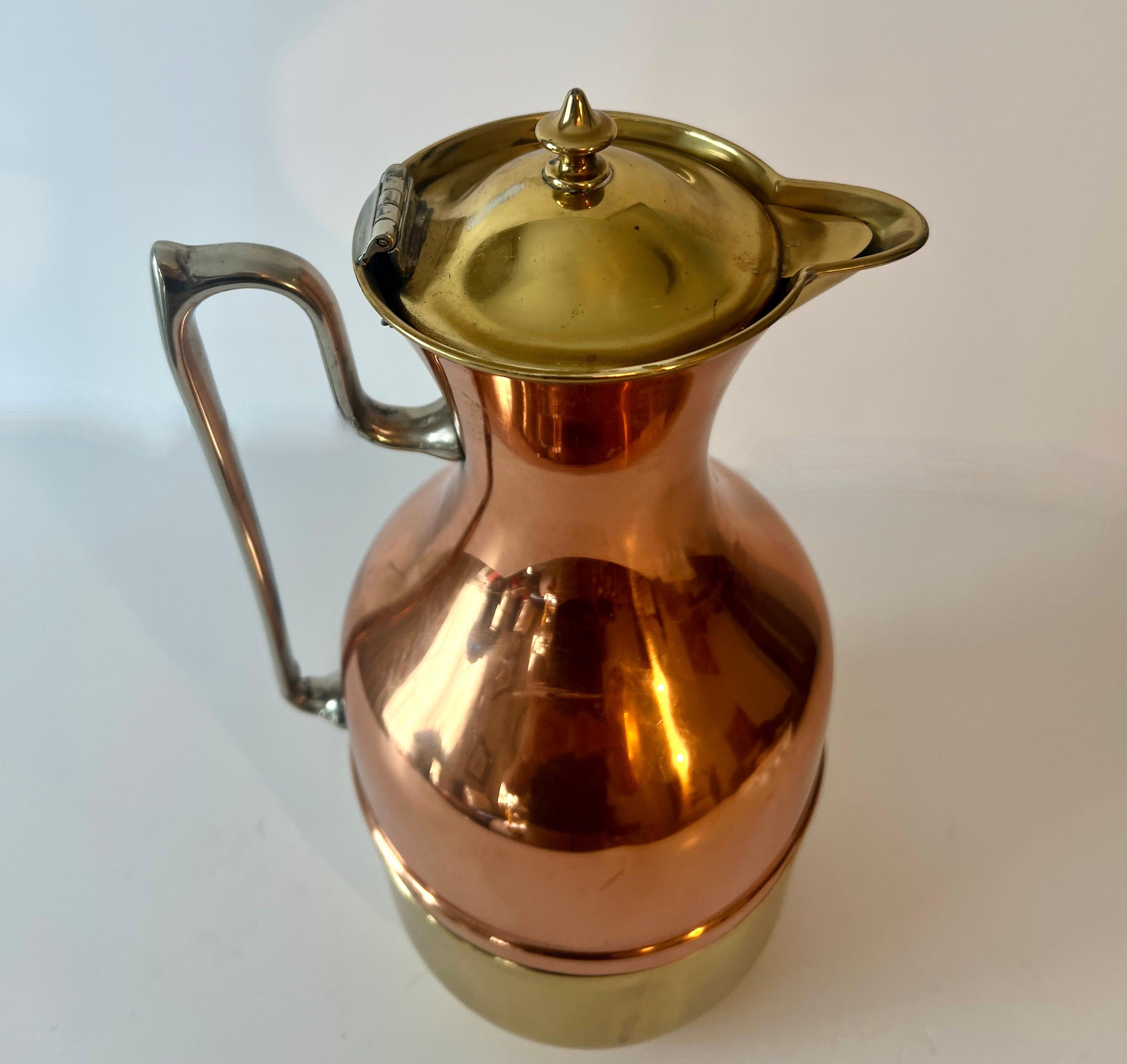 Copper und Messing Karaffenkrug Glas gefüttertes Thermos mit Chromgriff im Angebot 1