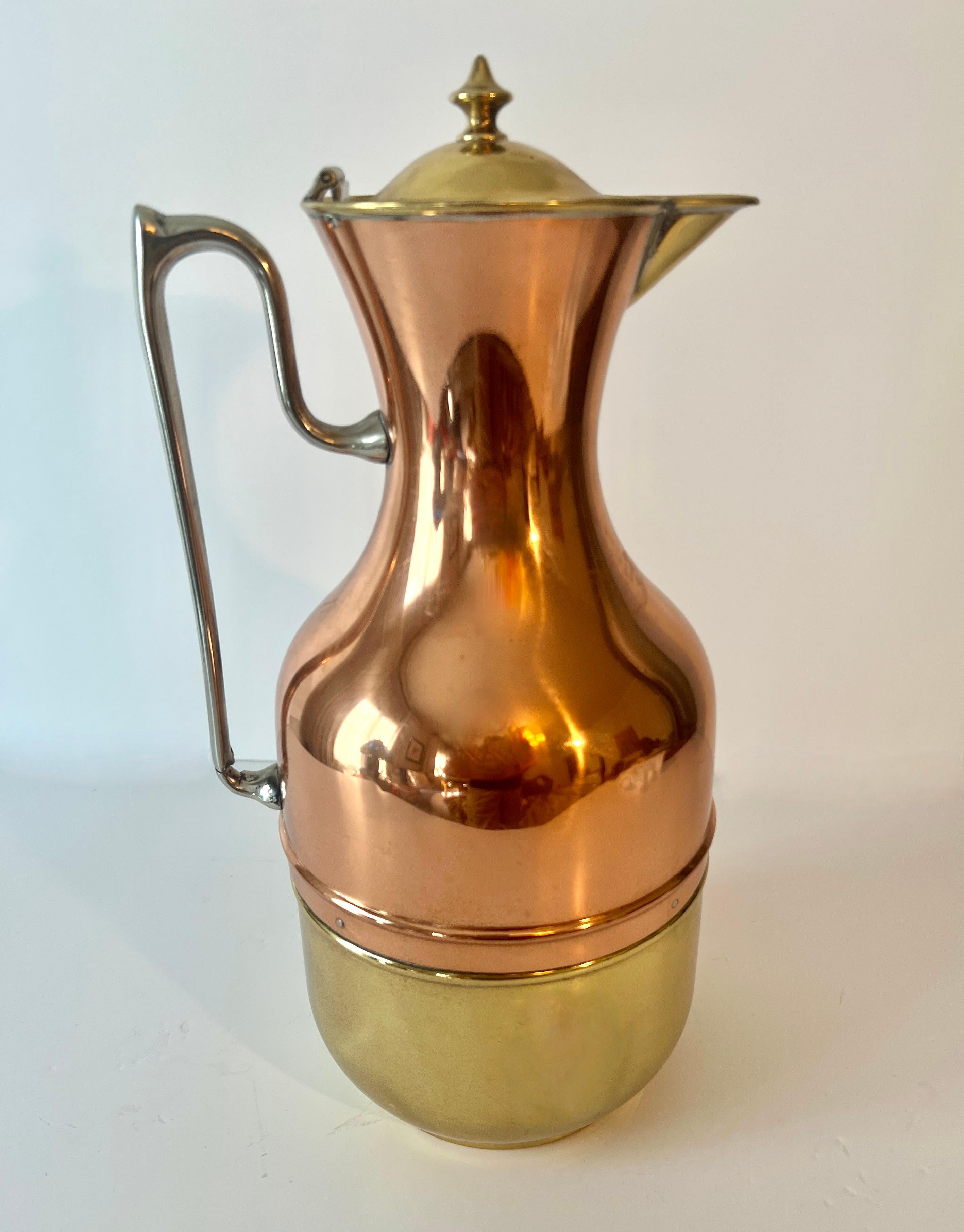 Copper und Messing Karaffenkrug Glas gefüttertes Thermos mit Chromgriff im Angebot 2