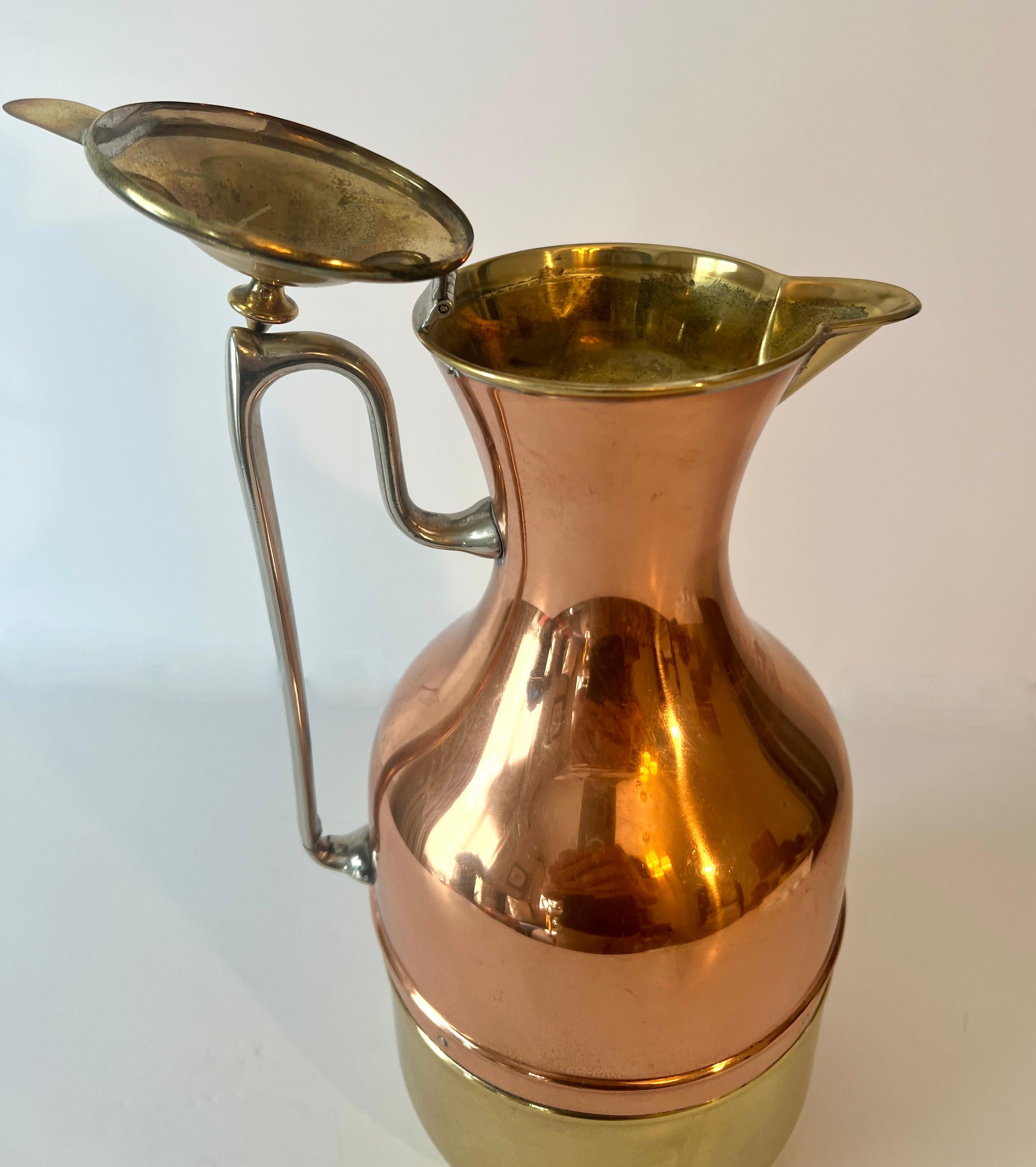 Copper und Messing Karaffenkrug Glas gefüttertes Thermos mit Chromgriff im Angebot 3