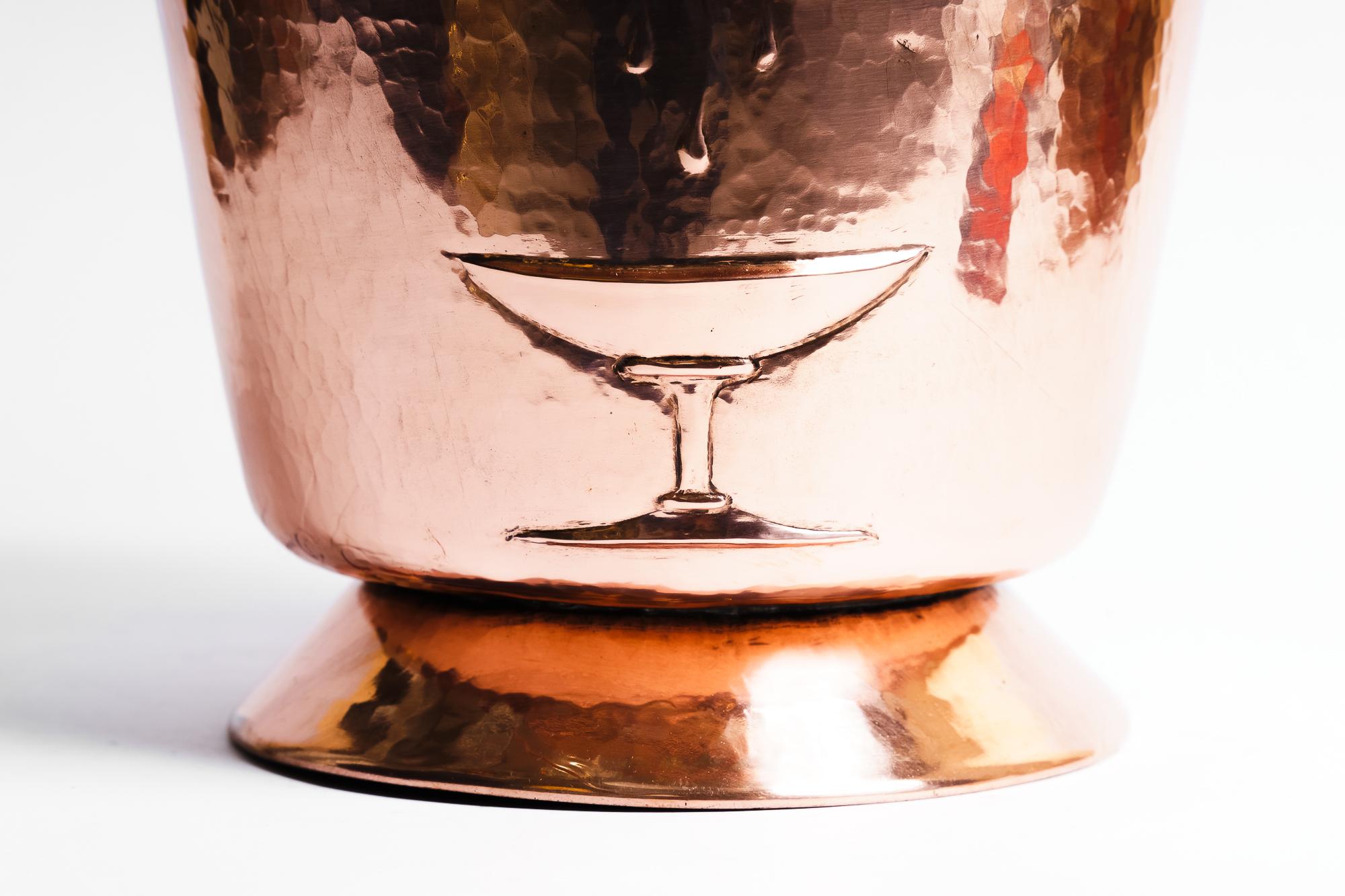 Austrian Copper and brass champagne cooler, Vienna, 1930s For Sale