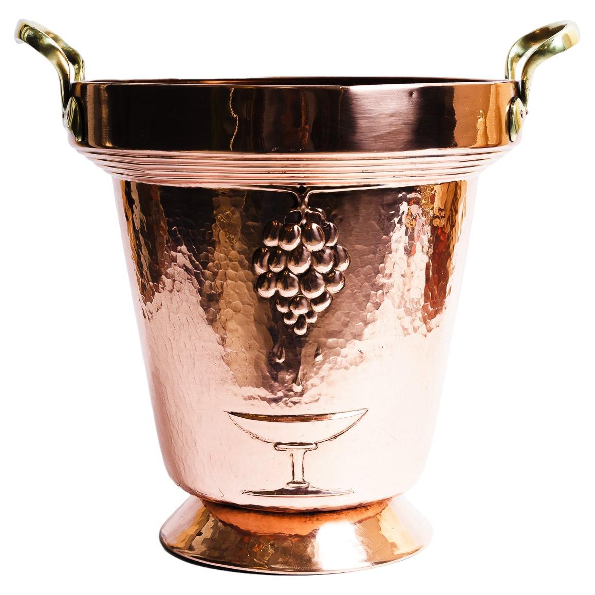 Copper and brass champagne cooler, Vienna, 1930s For Sale