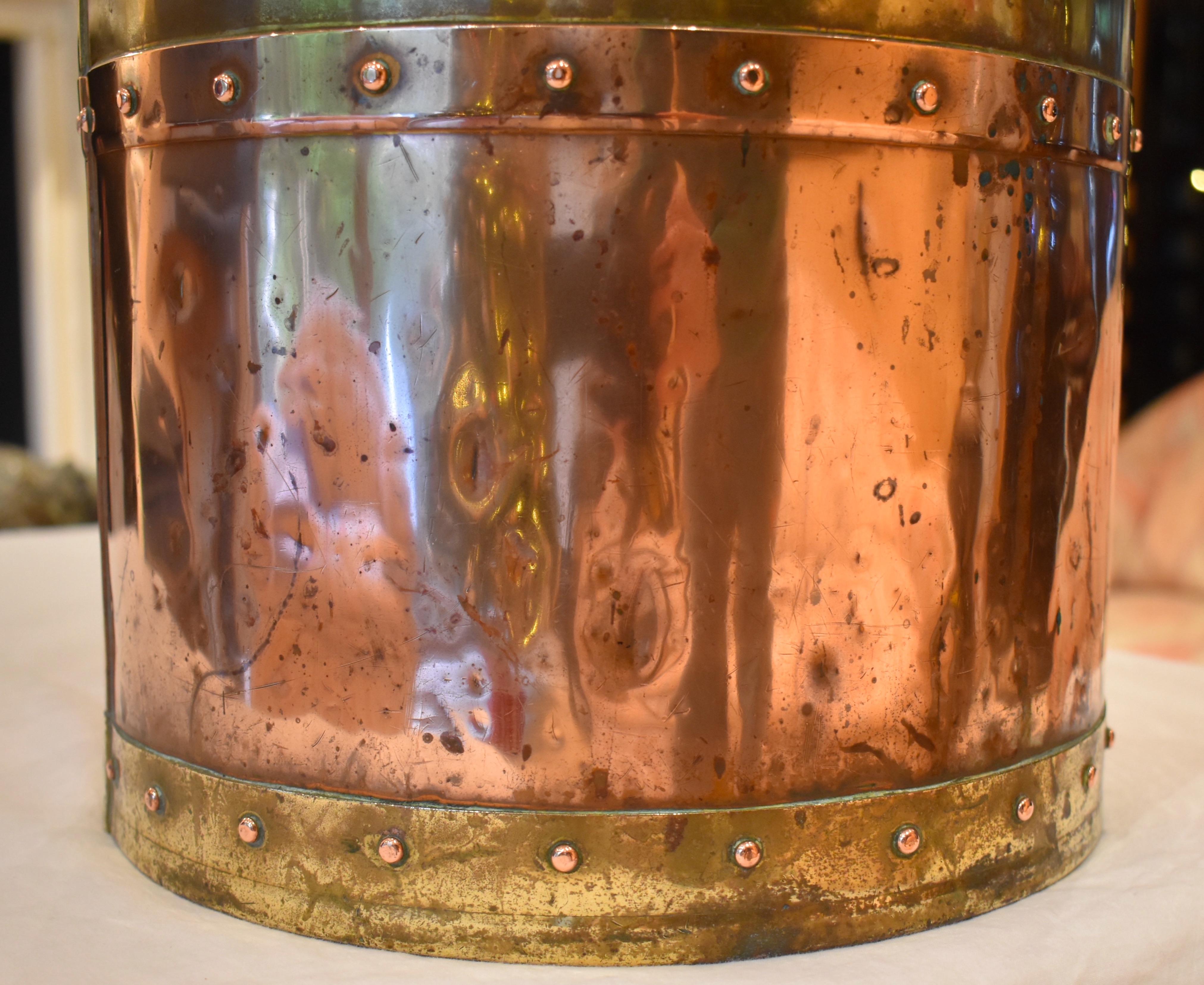 copper and brass coal bucket