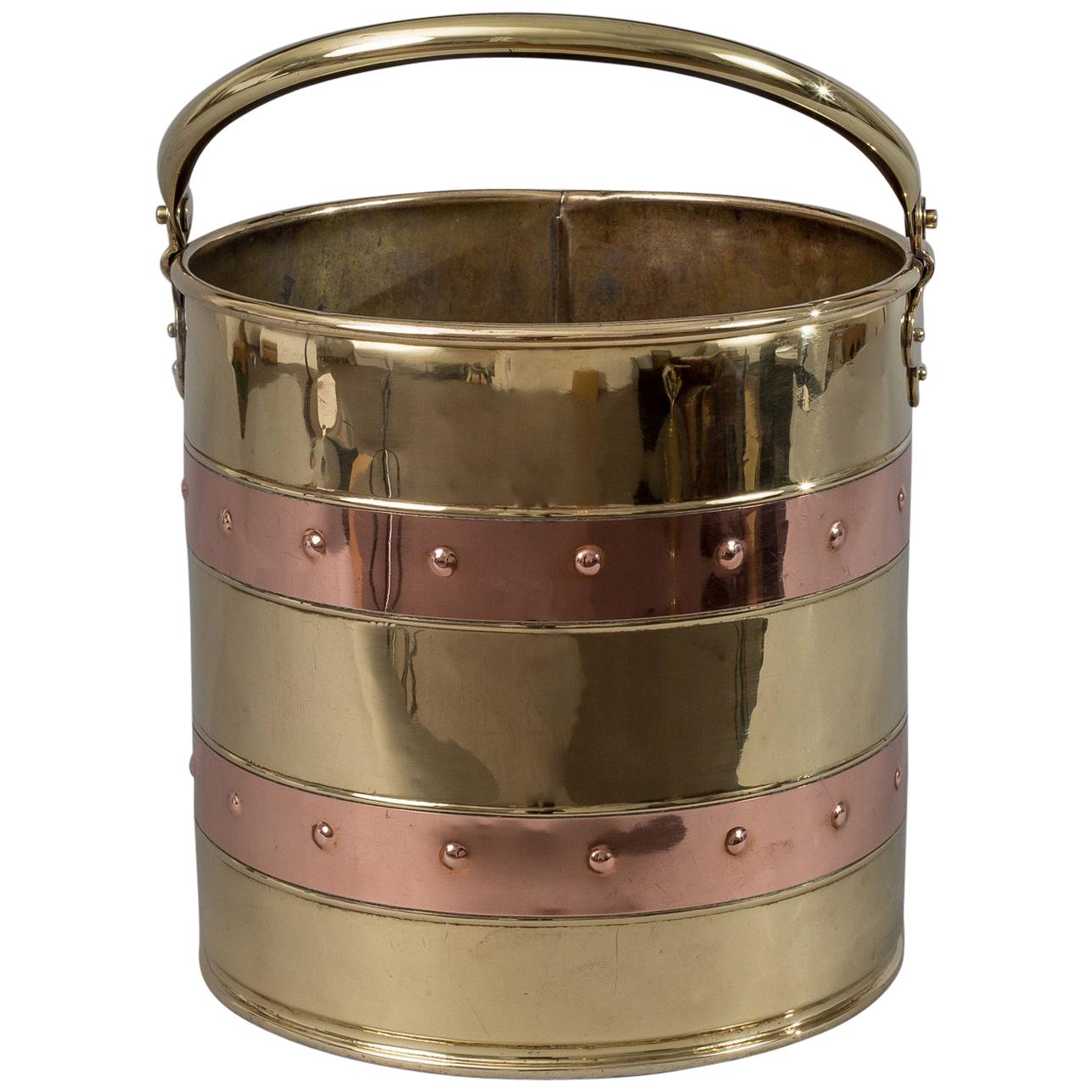 Copper and Brass Coal Bucket