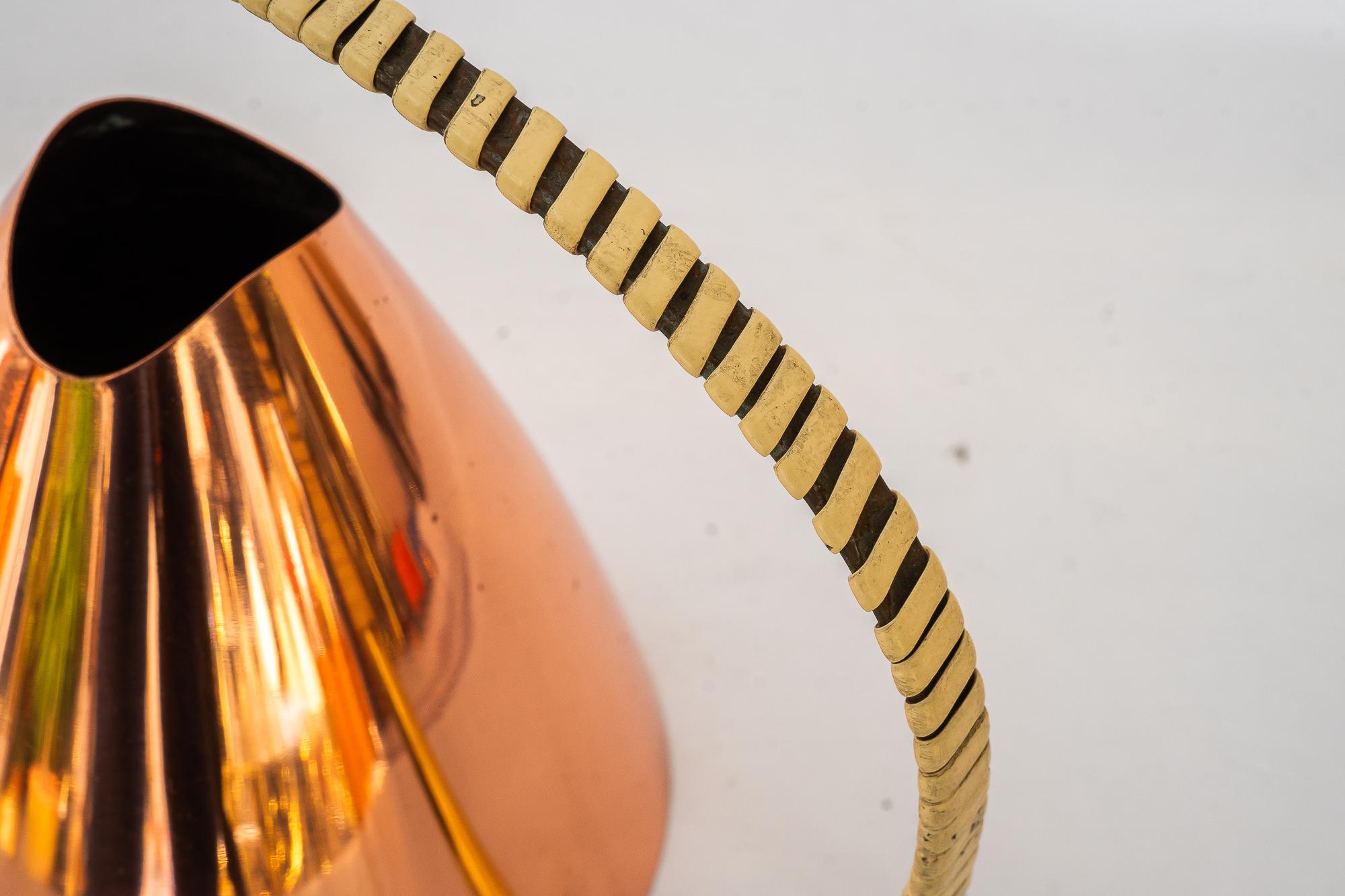 Lacquered Copper and brass conbination watering can vienna around 1950s For Sale