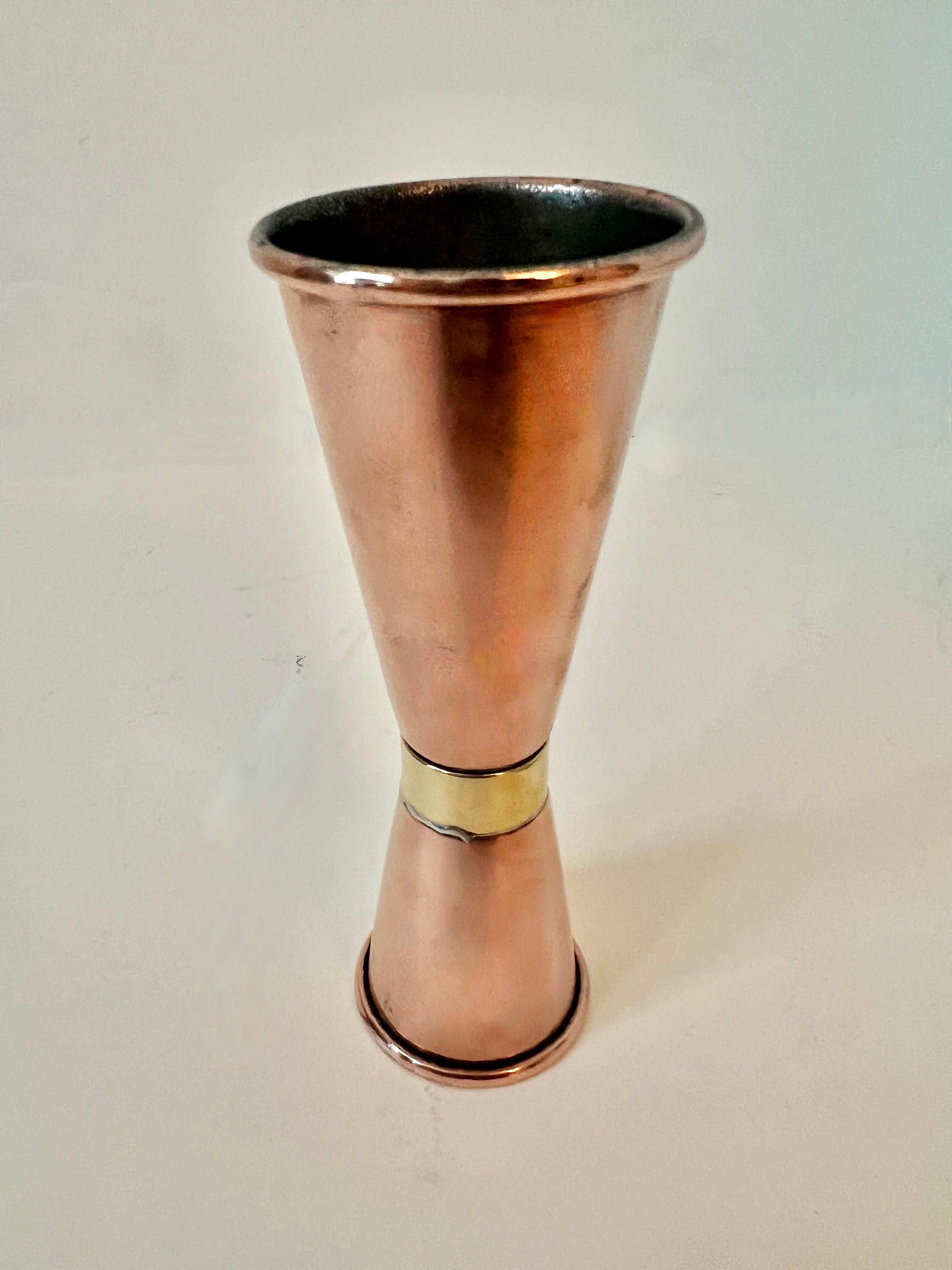 Hand-Crafted Copper and Brass Dual Size Barware Jigger  For Sale