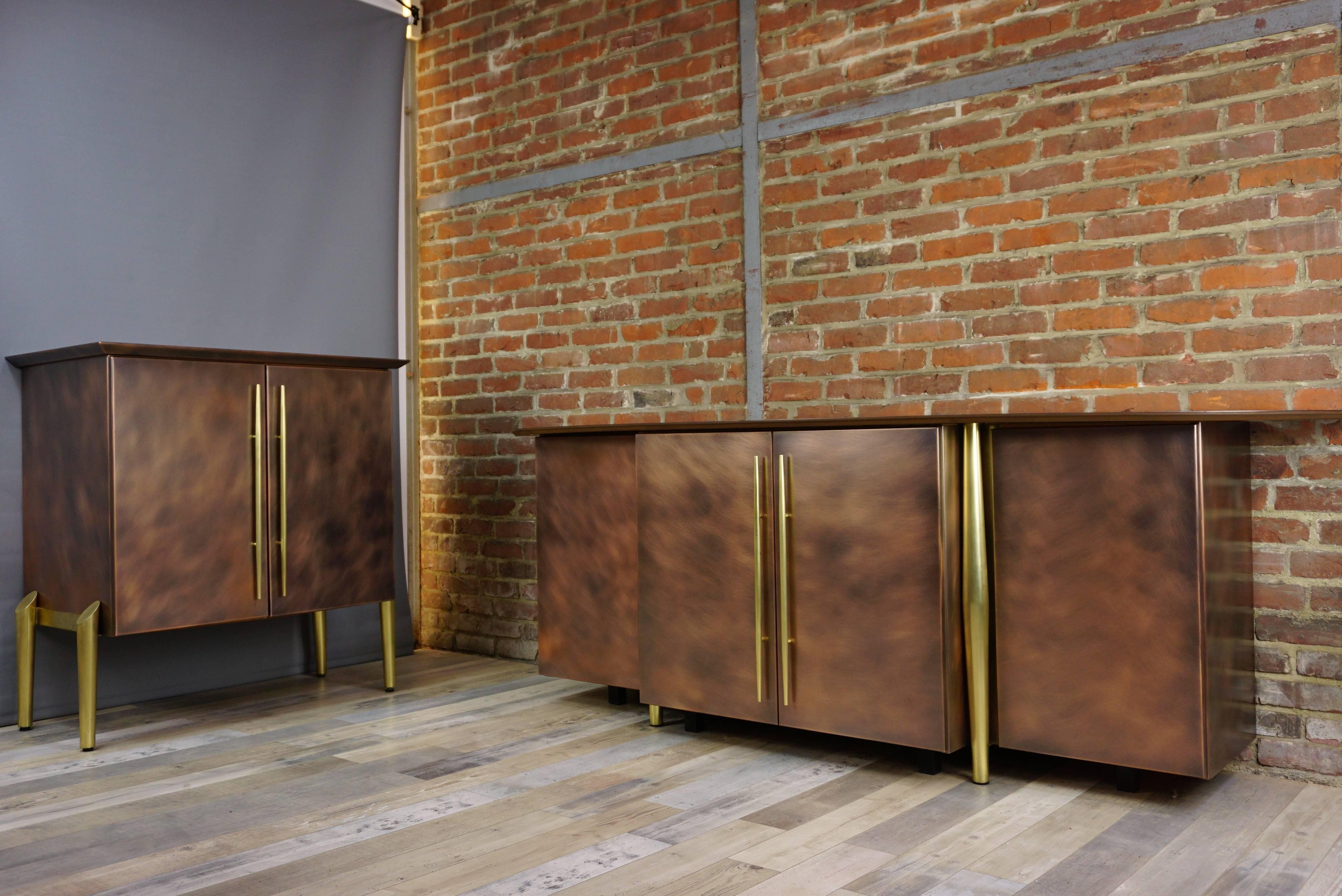 20th Century Copper and Brass Dutch Design Belgo Chrome Sideboard