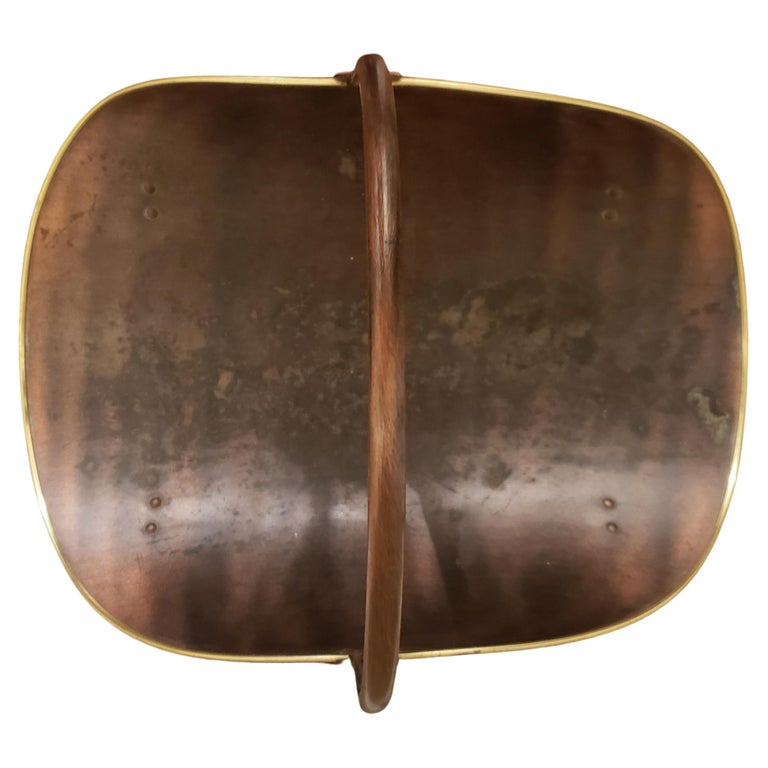 Copper and Brass Fireplace Log Holder, circa 1970s at 1stDibs