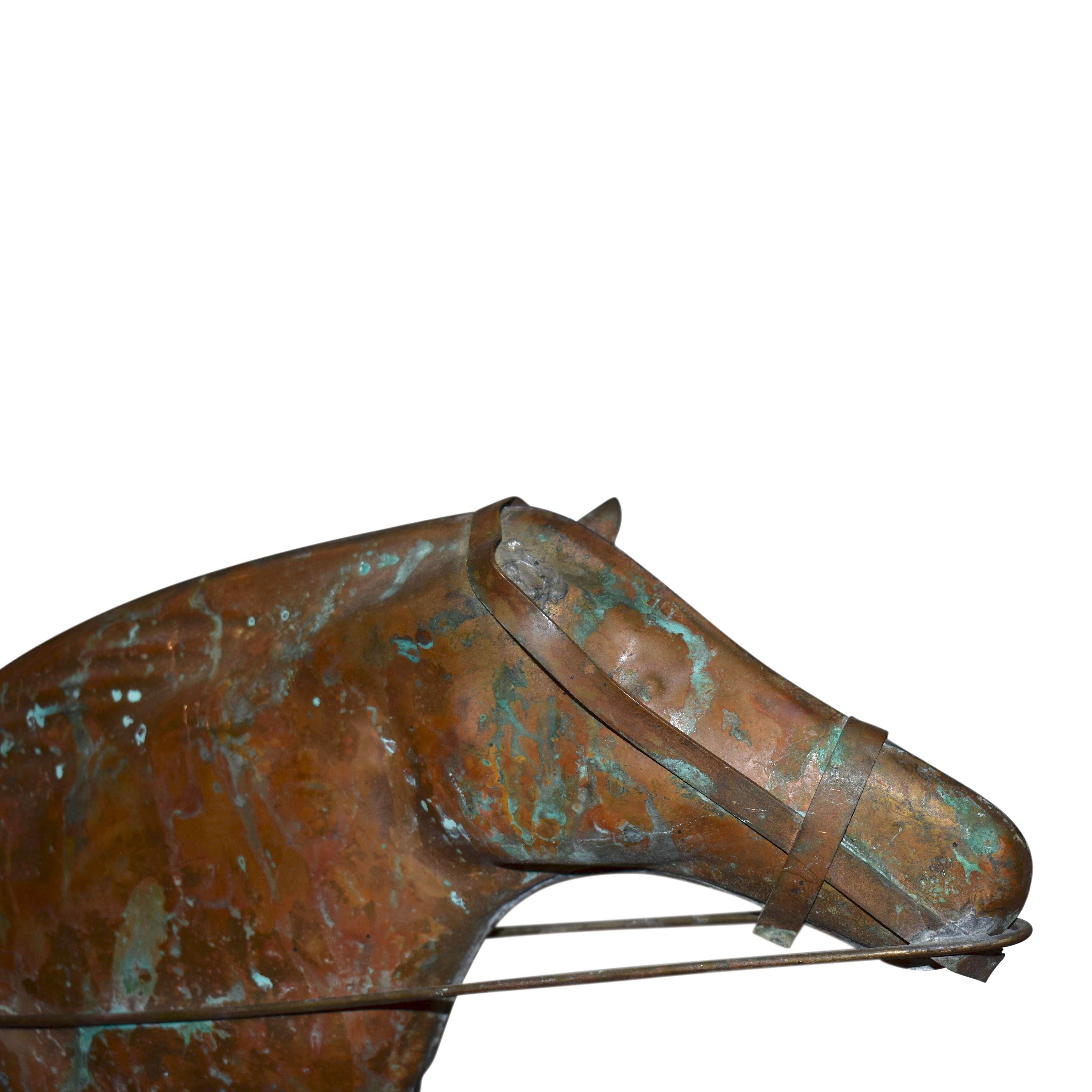 Copper and Brass Horse, Sulky, and Driver Weathervane with Directionals 1