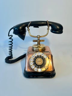Copper and Brass KTAS Vintage Rotary Copenhagen Telephone