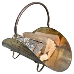 Porte-bûches en cuivre et laiton , France 1950's