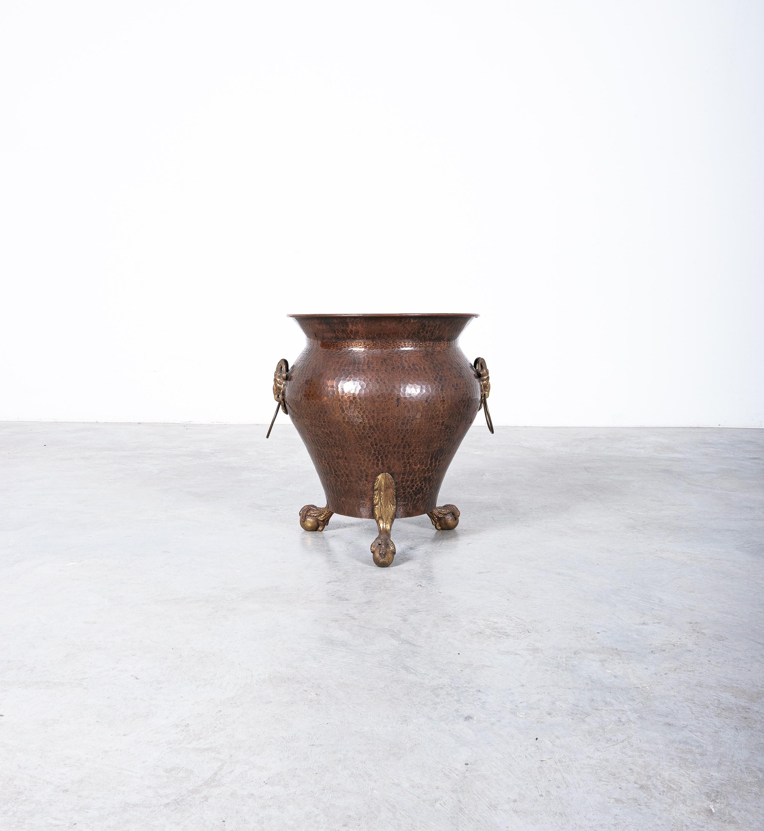 Mid-Century Modern Copper And Brass Planter Jardinière Maudoux Dinant, Belgium, circa 1960