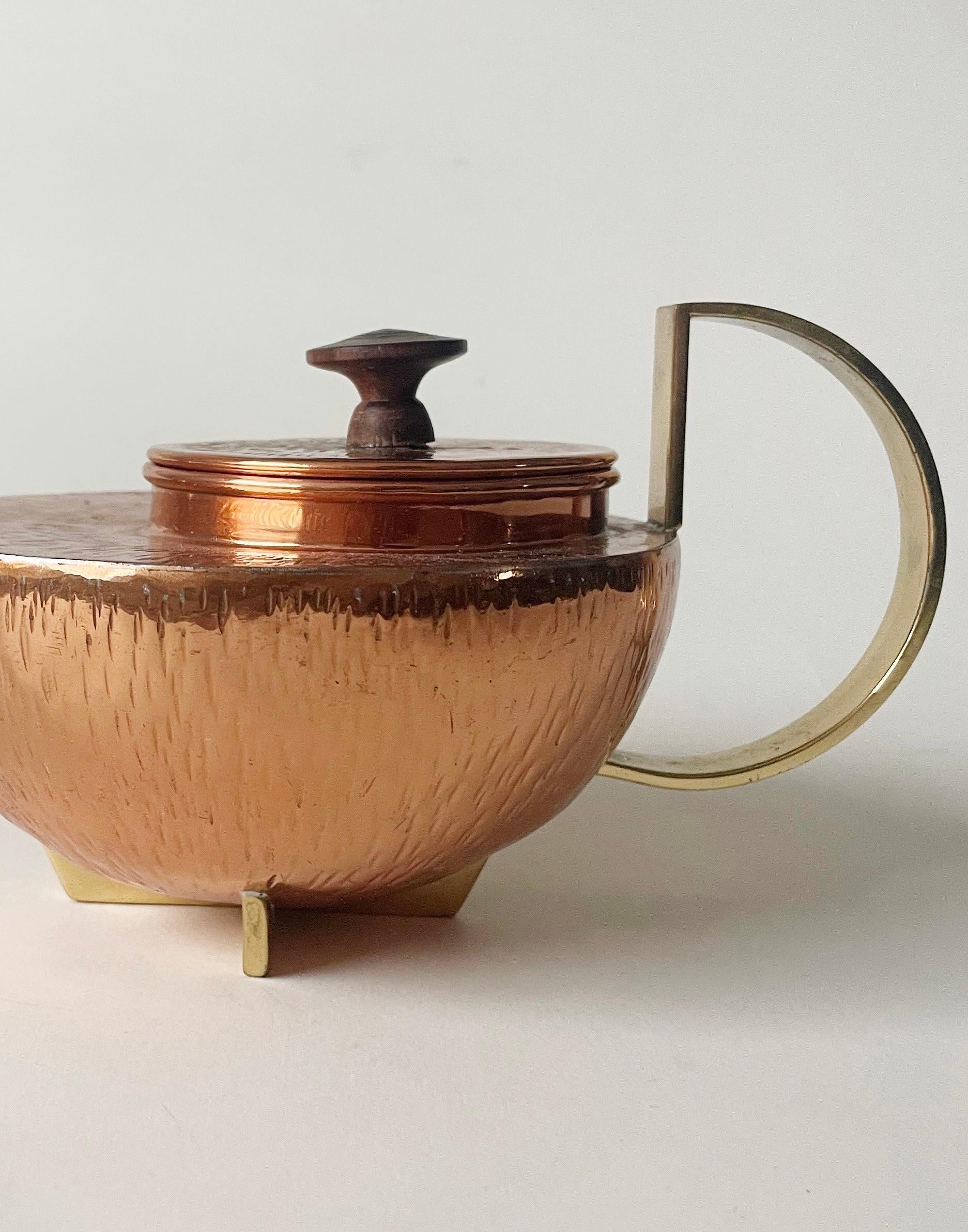 Copper and Brass Postmodern Teapot In Excellent Condition In Fall River, MA