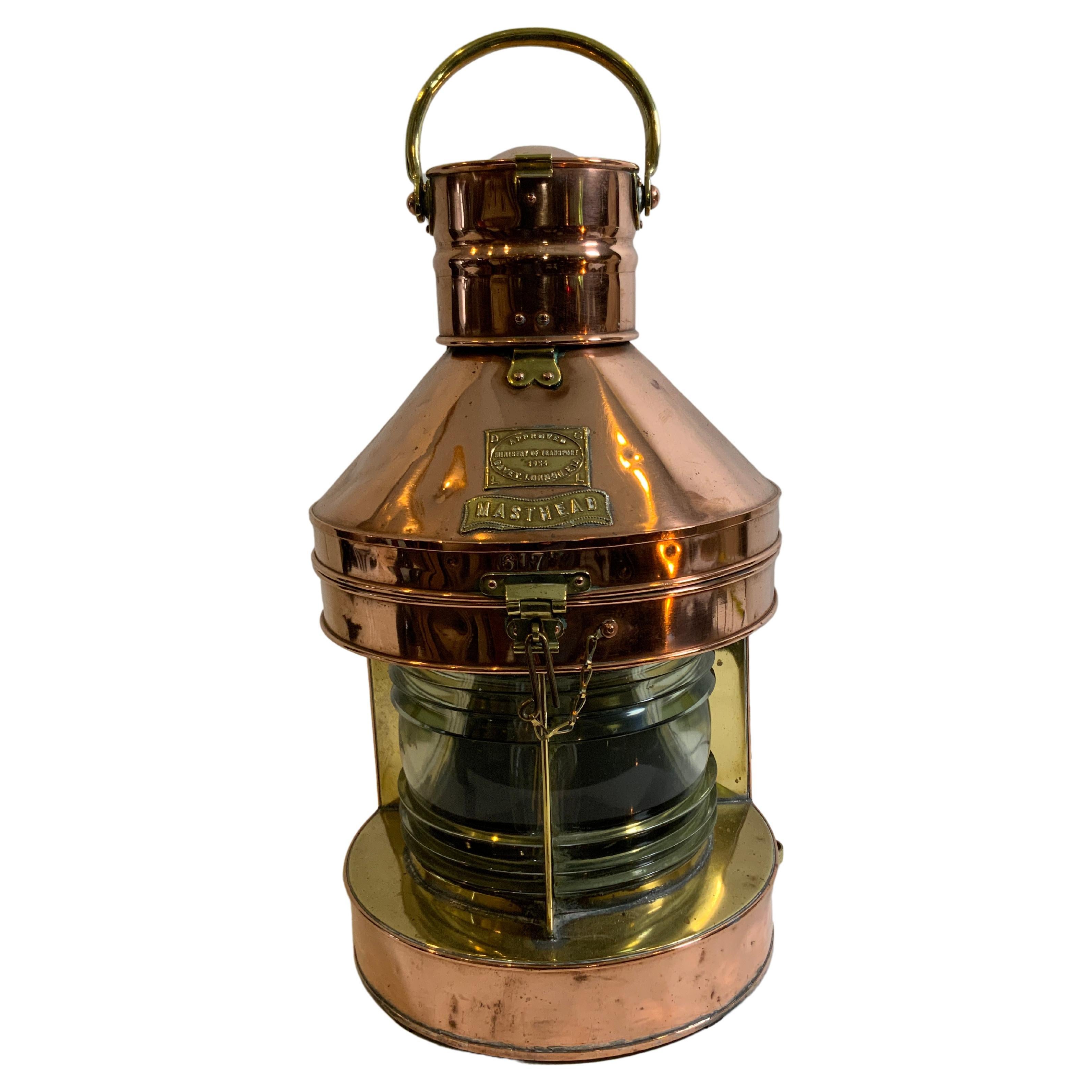 Copper and Brass Ship's Masthead Lantern by Davey of London