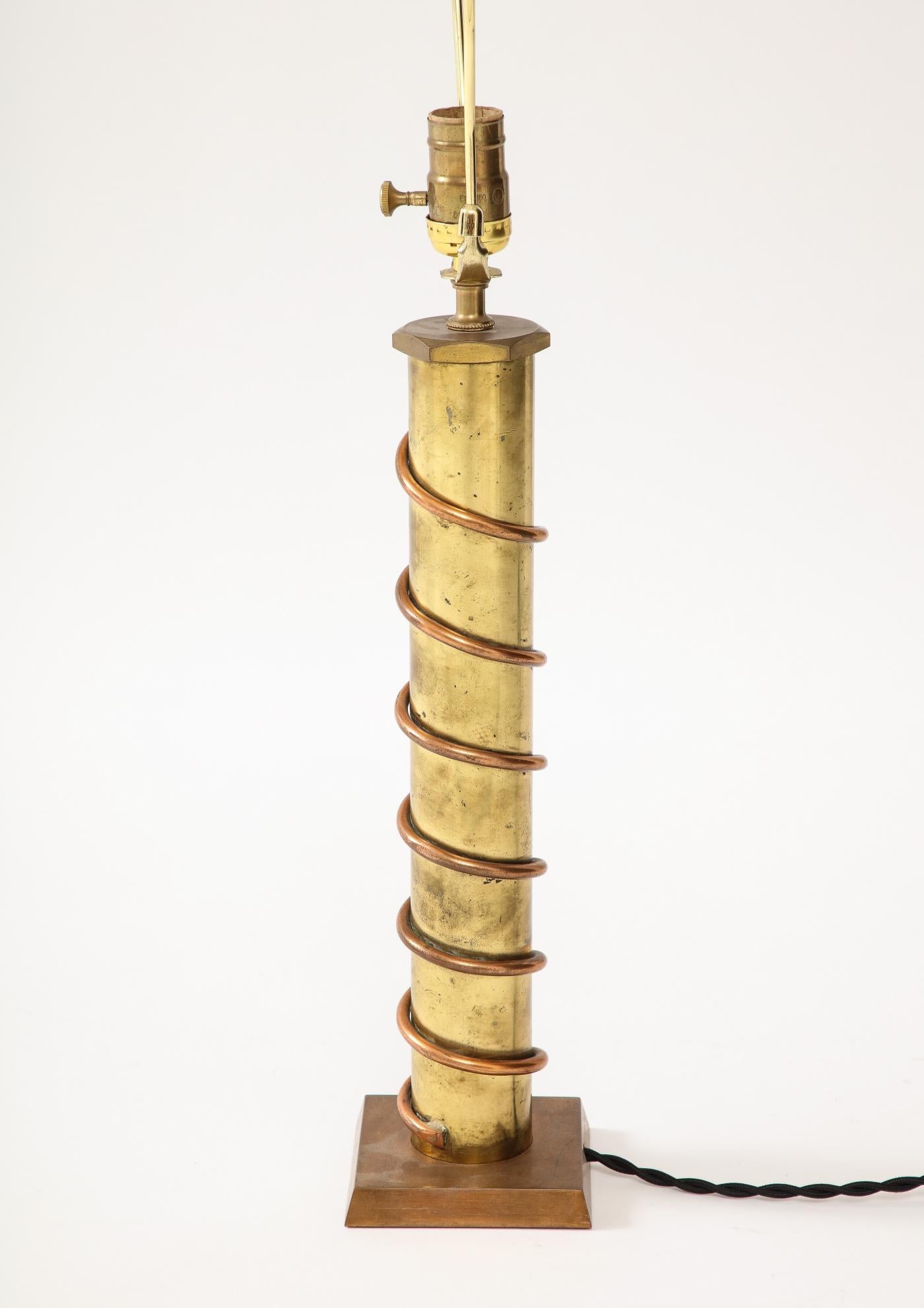 Copper and Brass Table Lamp, France. c. 1940 For Sale 2