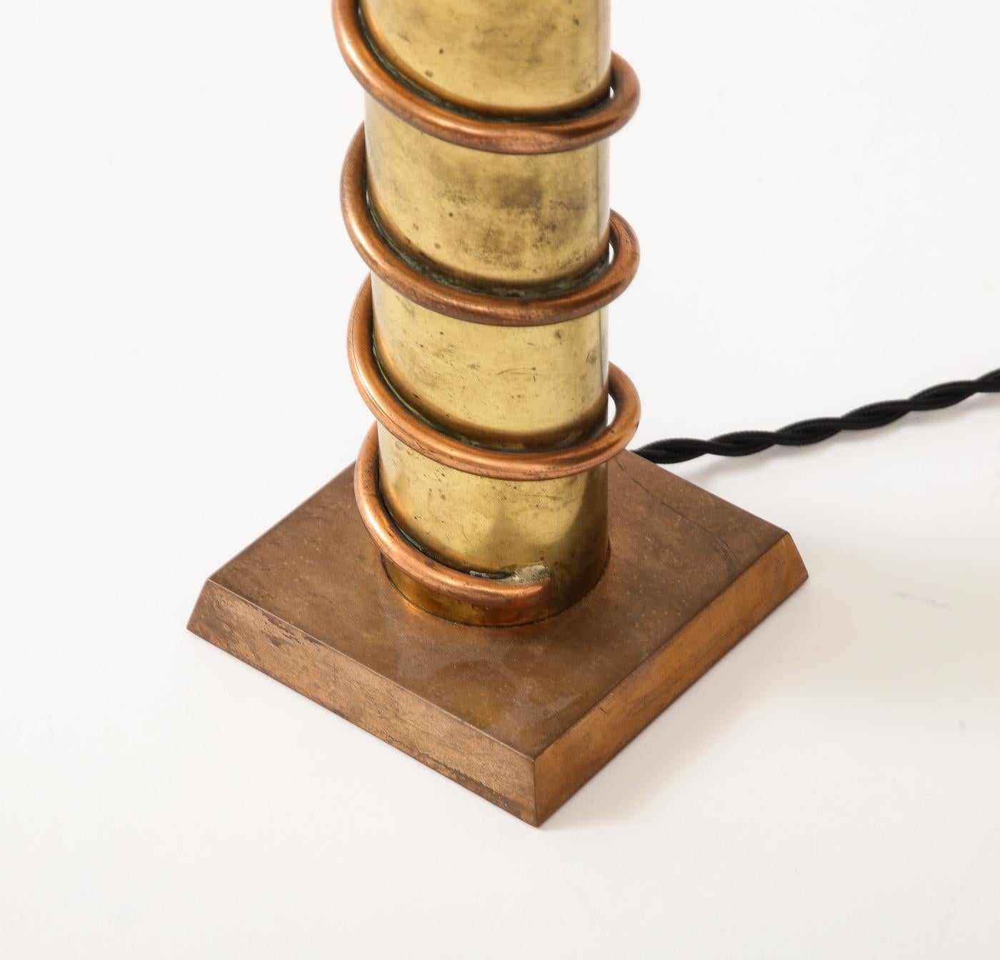 Copper and Brass Table Lamp, France. c. 1940 For Sale 3