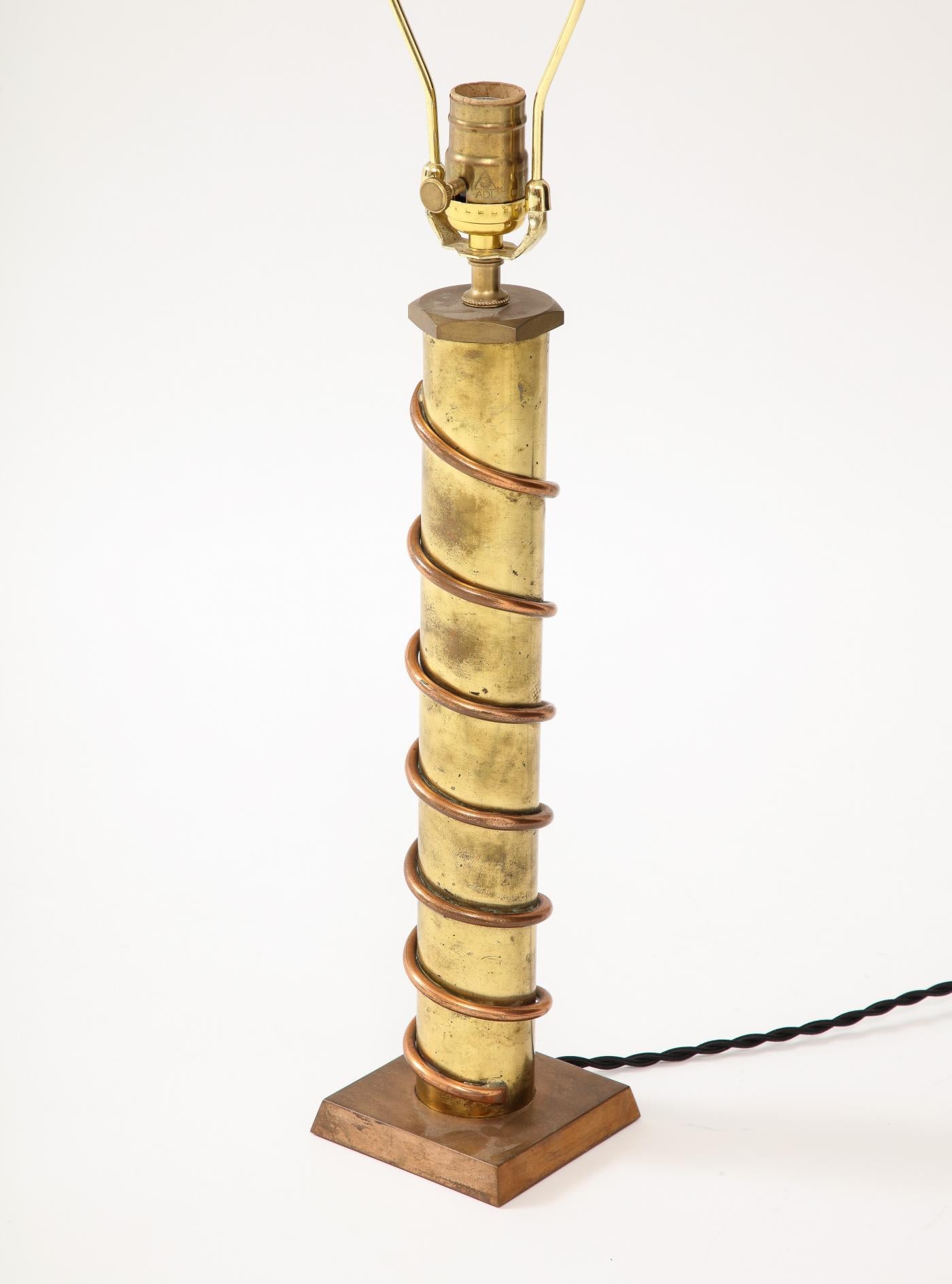 Copper and Brass Table Lamp, France. c. 1940 For Sale 1
