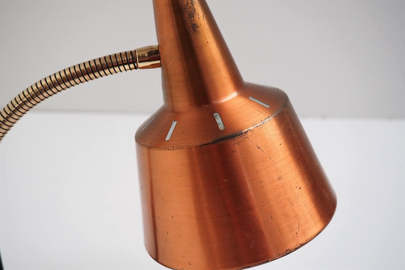 Metal Copper and Brass Table Lamp in the Style of Lyfa, Modern Design from the 1950s For Sale