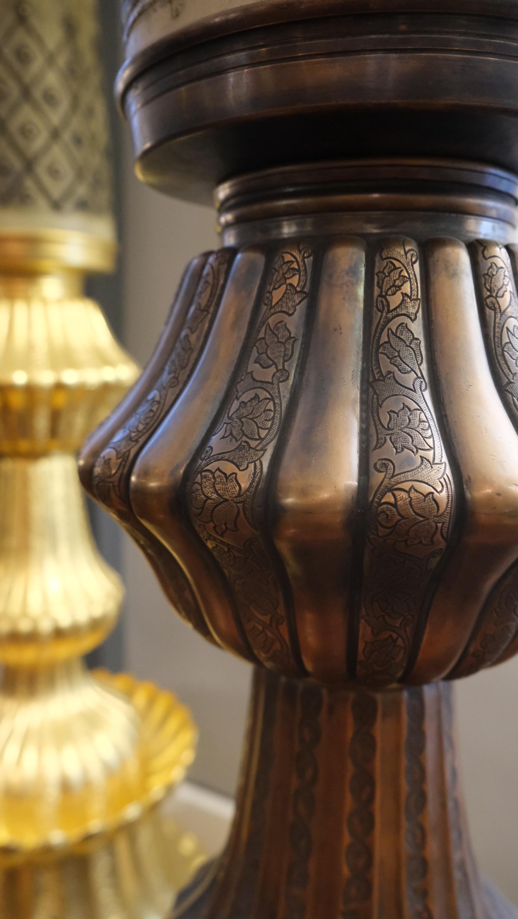Turkish Copper and brass traditional handcrafted candle holder by Palena Furniture For Sale