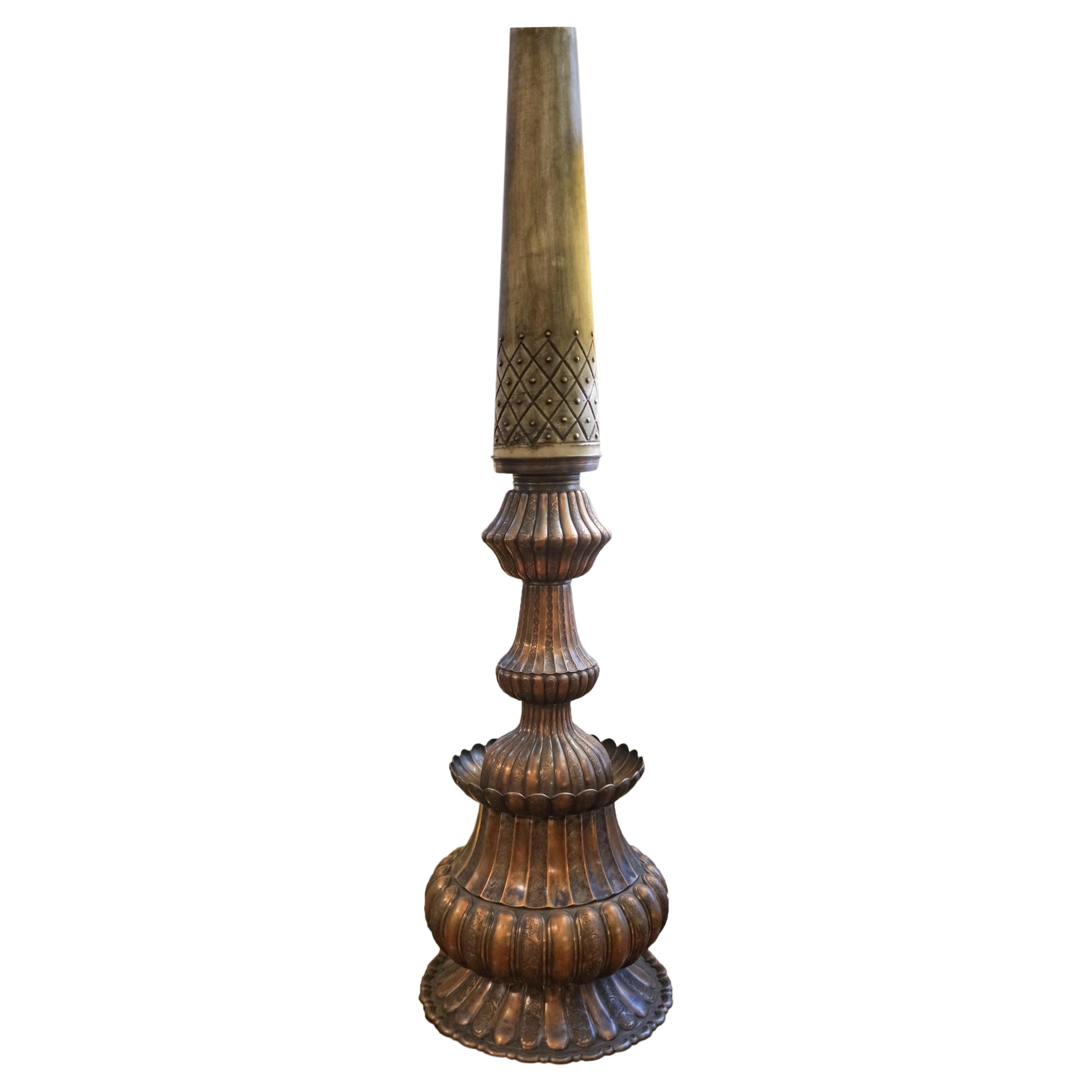 Copper and brass traditional handcrafted candle holder by Palena Furniture