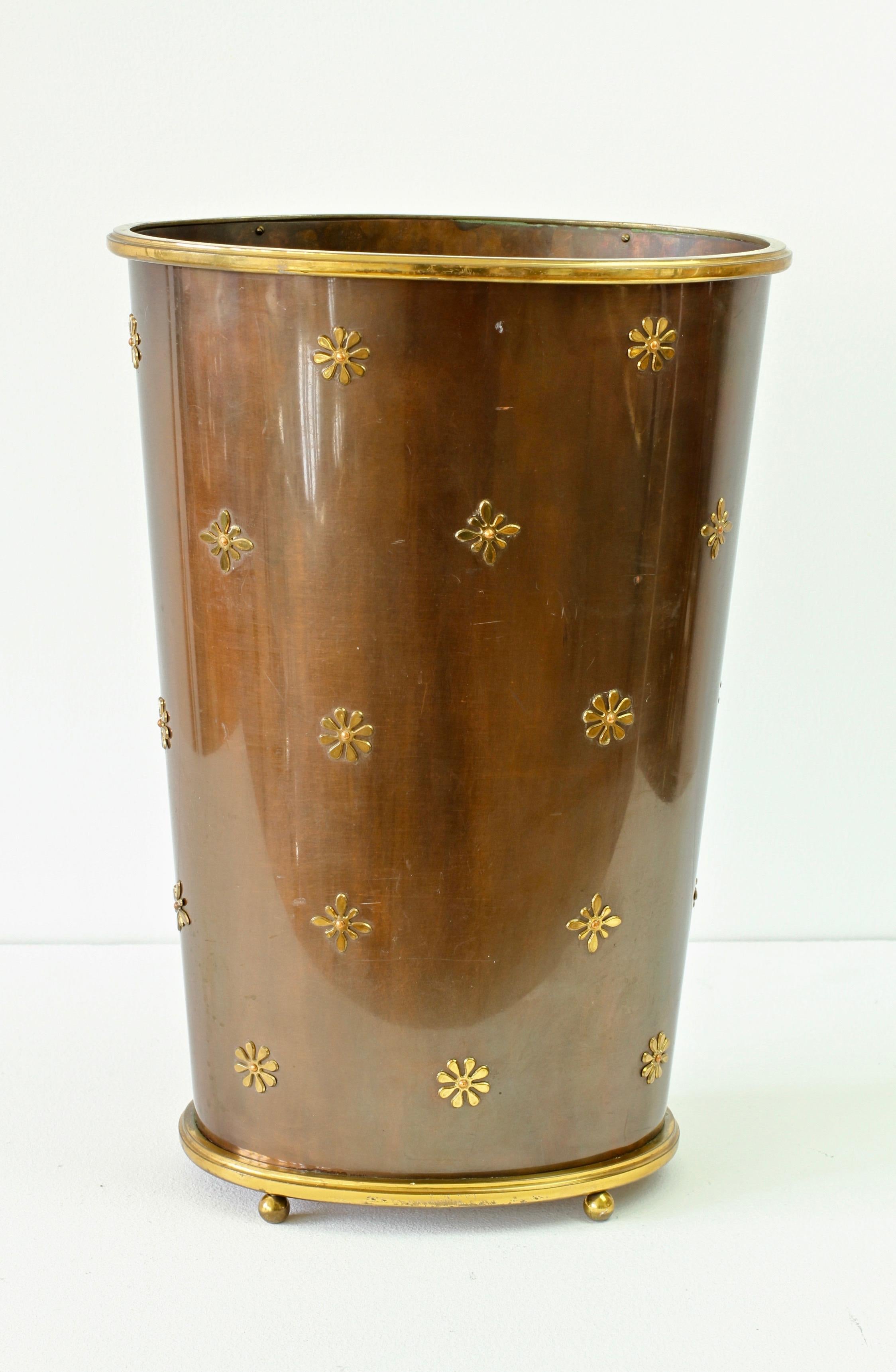 Lacquered Copper and Brass Umbrella Stand by Vereinigte Werkstätten München, circa 1955