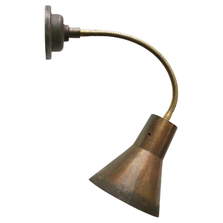 Copper and Brass Vintage Industrial Flexible Arm Wall Light Scone at