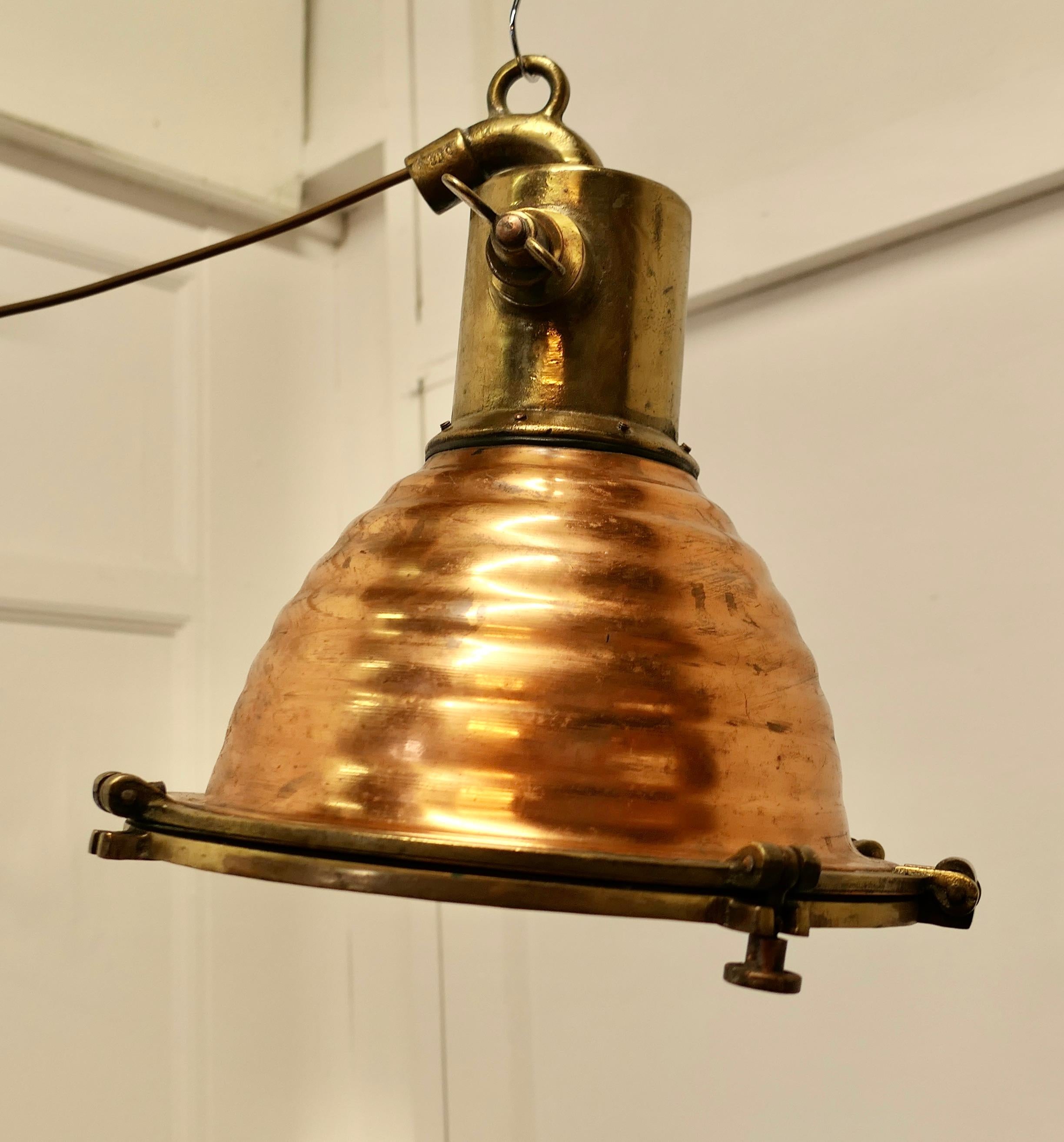 Industrial Copper and Brass Vintage Nautical Search Light or Spot Light      For Sale