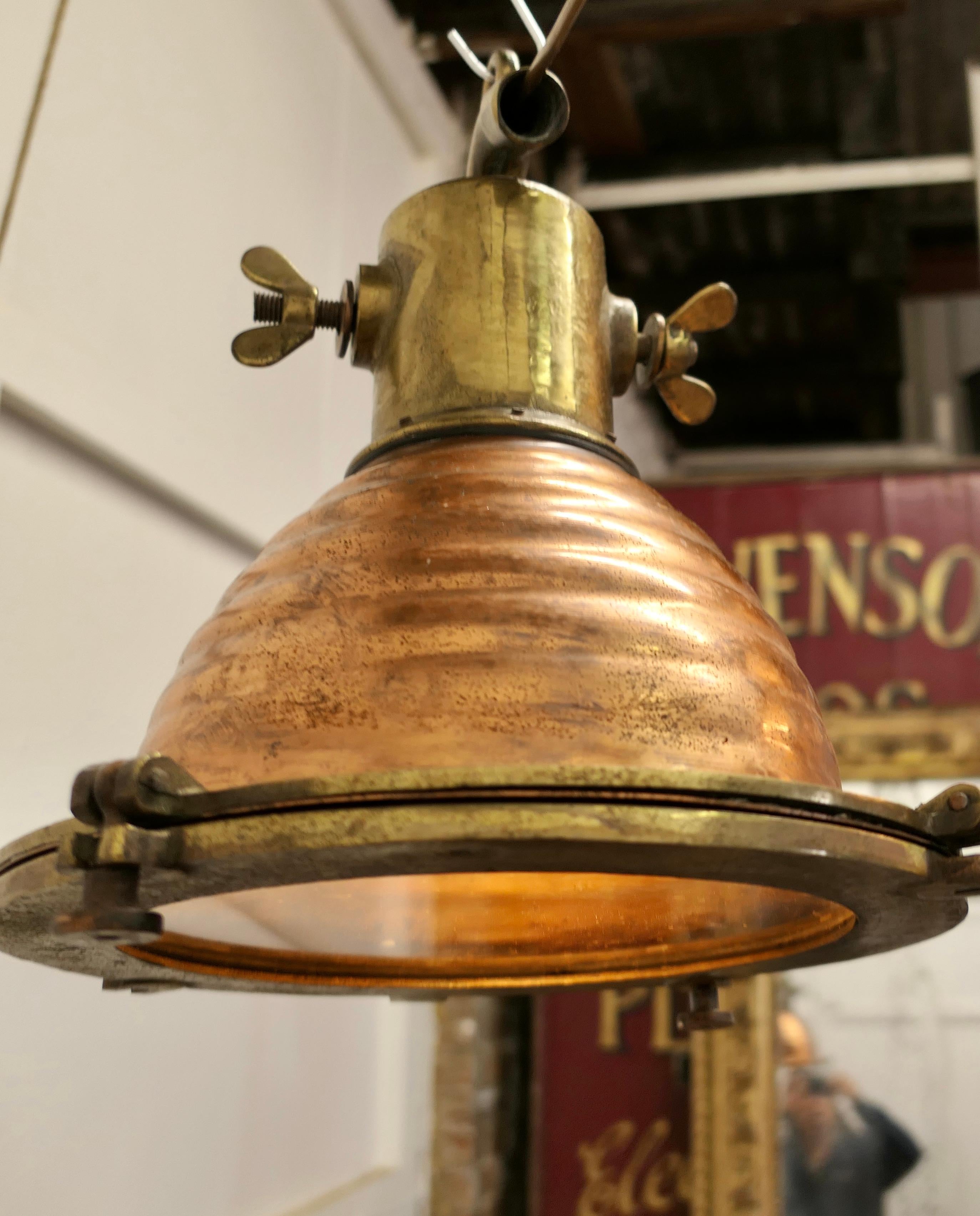 19th Century Copper and Brass Vintage Nautical Search Light or Spot Light      For Sale