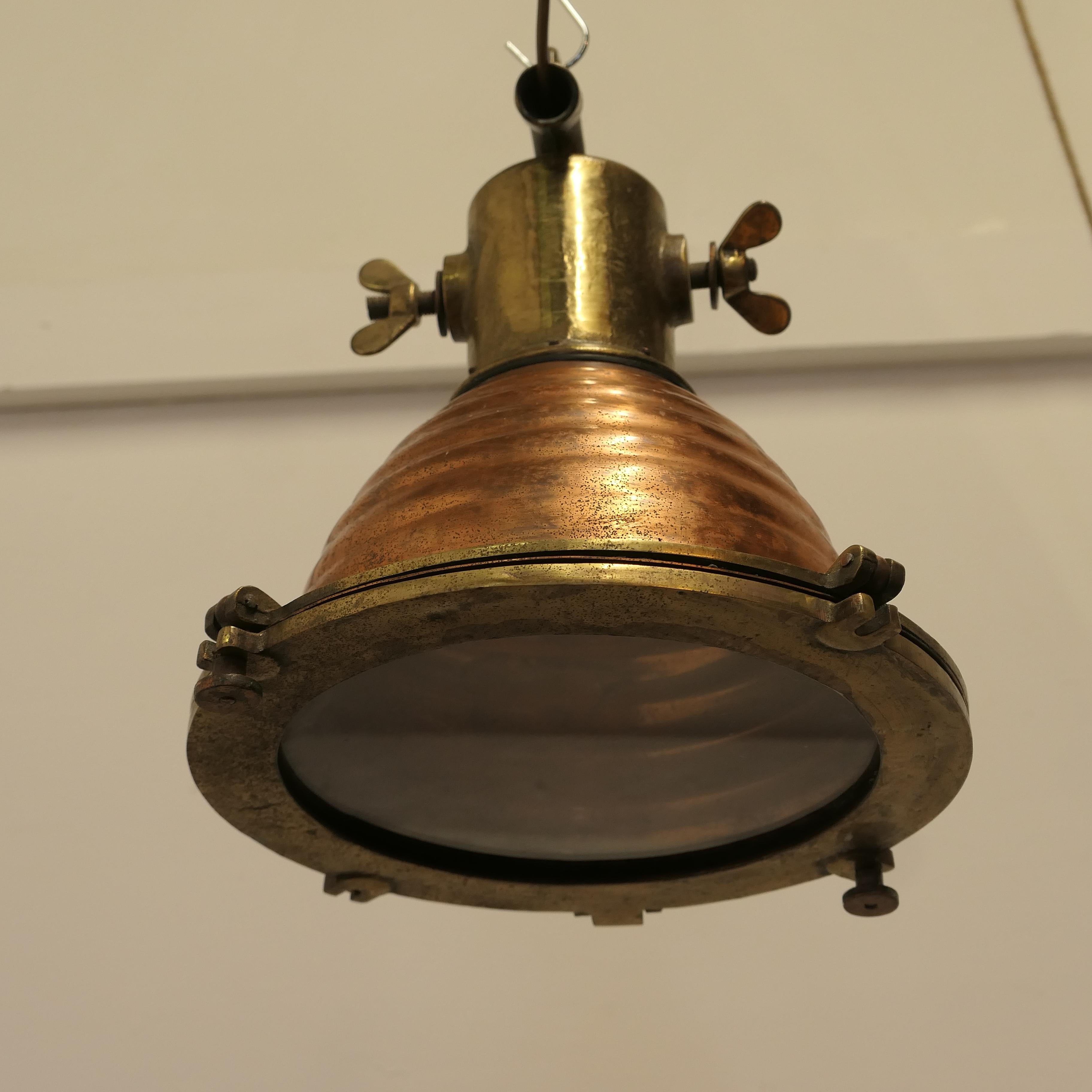 Copper and Brass Vintage Nautical Search Light or Spot Light      For Sale 3