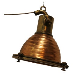 Lampe de recherche ou spot nautique vintage en cuivre et laiton     