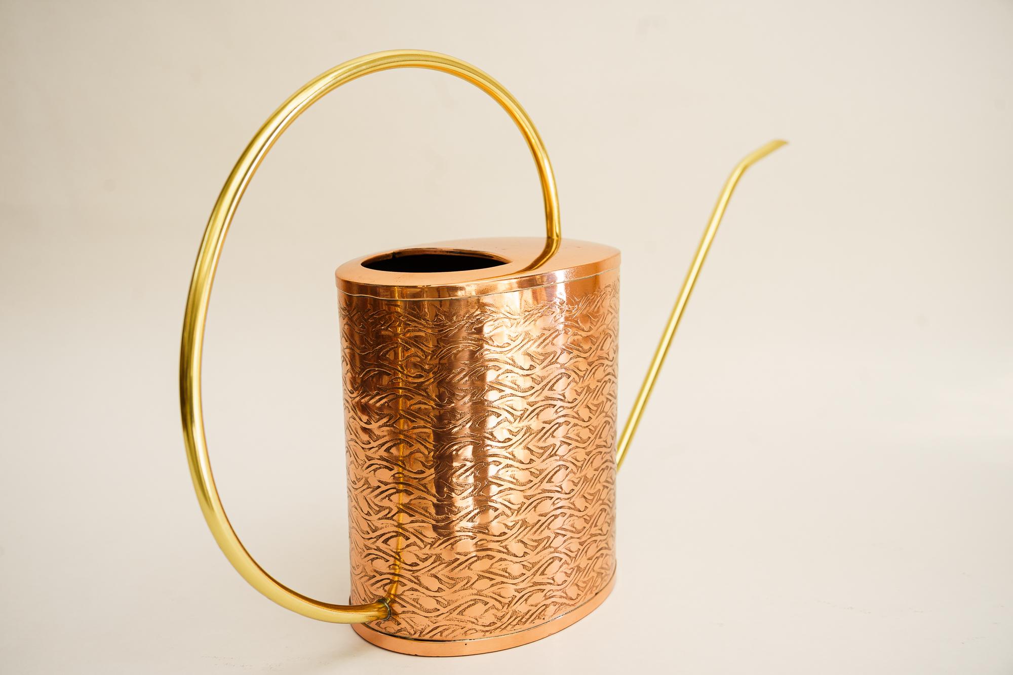 Polished Copper and brass Watering Can, circa 1960s For Sale