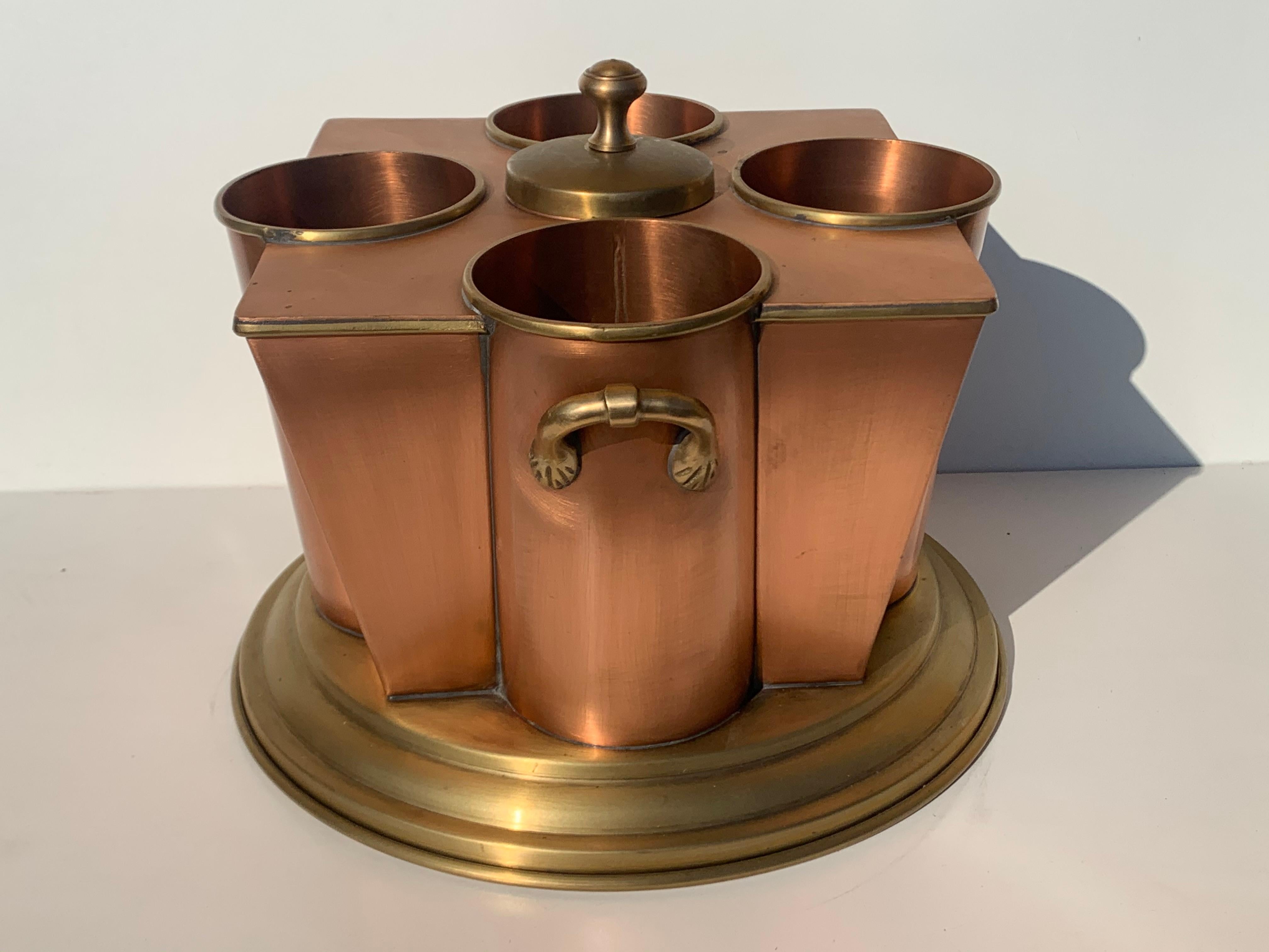 Anglo-Indian Copper and Brass Wine Beverage Cooler Holder