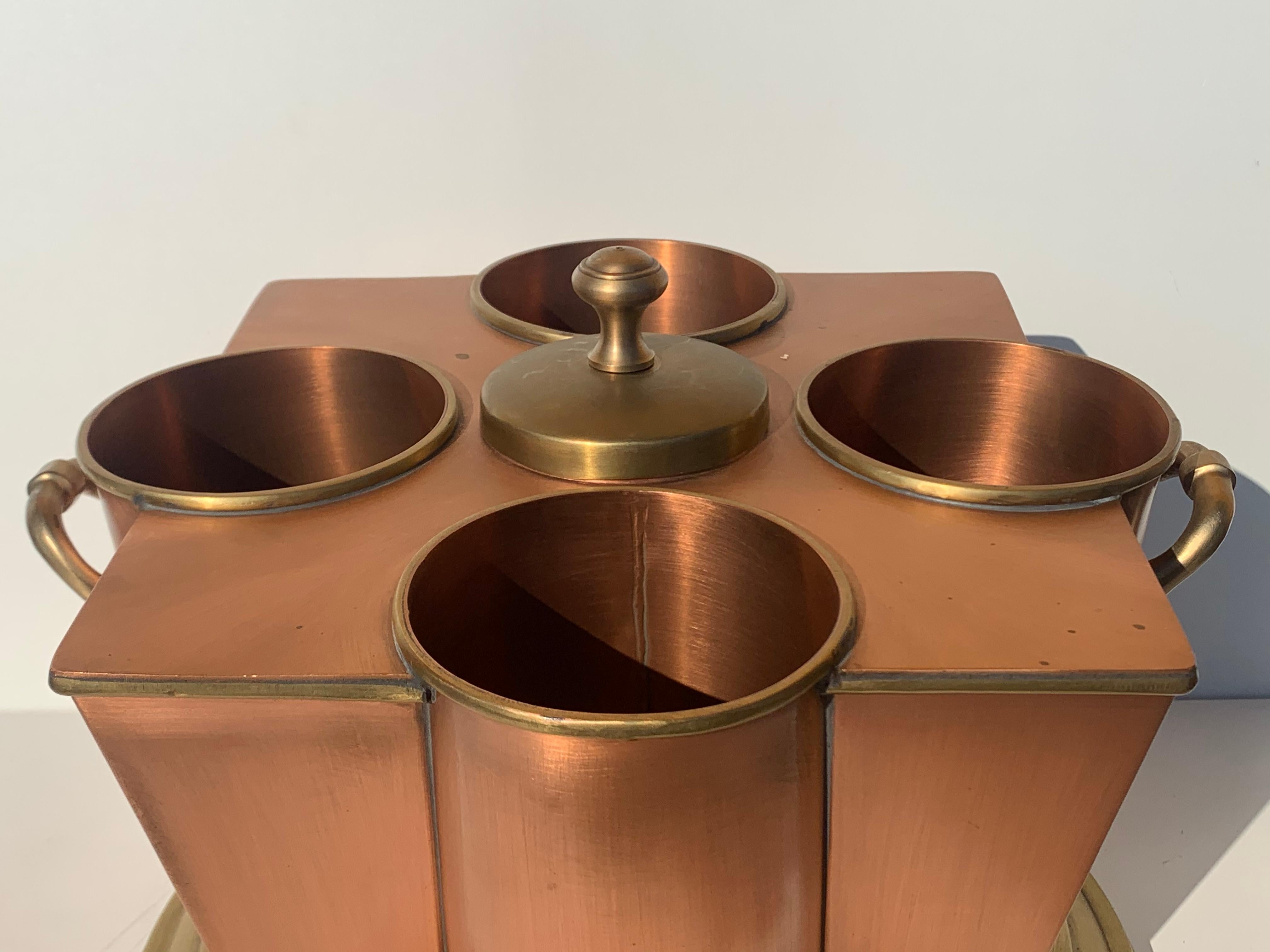 Late 20th Century Copper and Brass Wine Beverage Cooler Holder