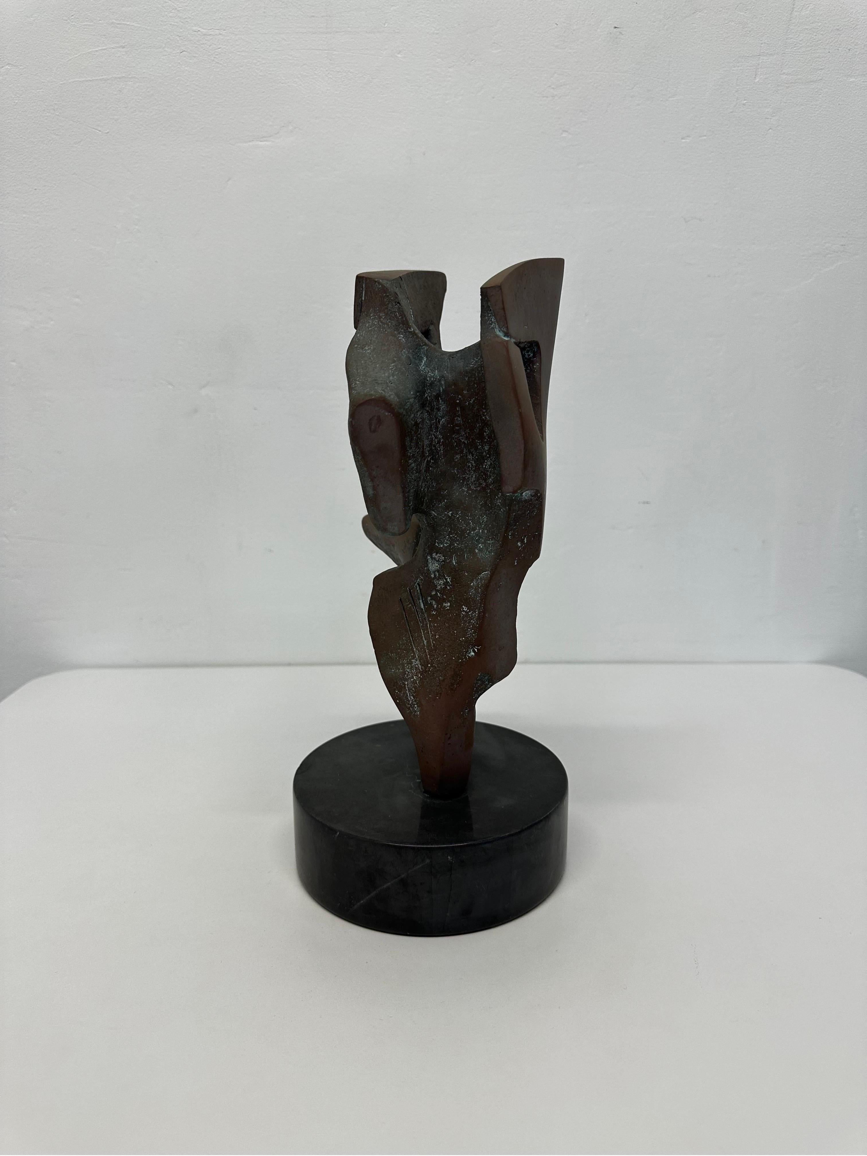 Mid-Century Modern Copper and Bronze Abstract Dancer Sculpture Signed Kaufman For Sale