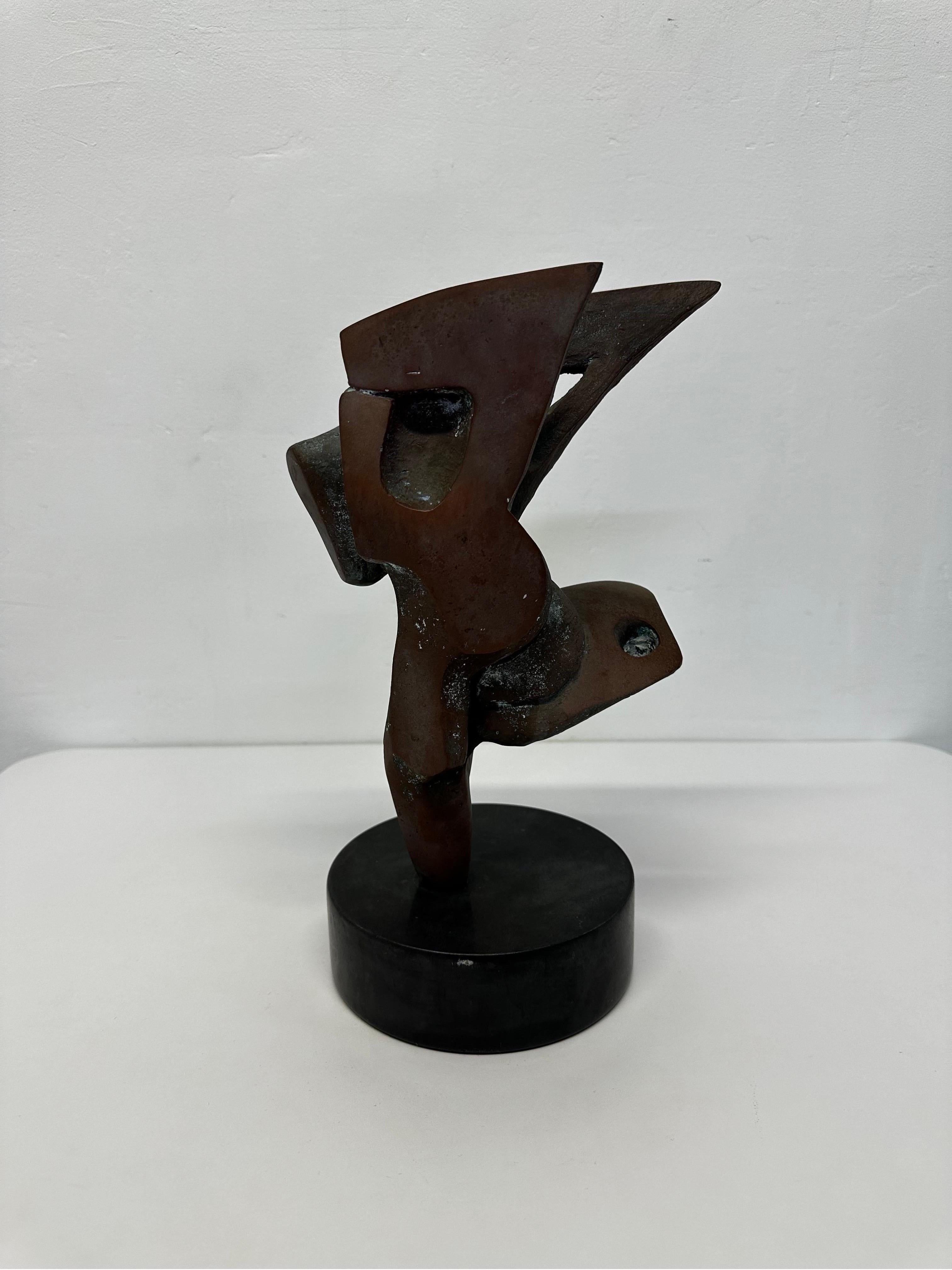 Unknown Copper and Bronze Abstract Dancer Sculpture Signed Kaufman For Sale